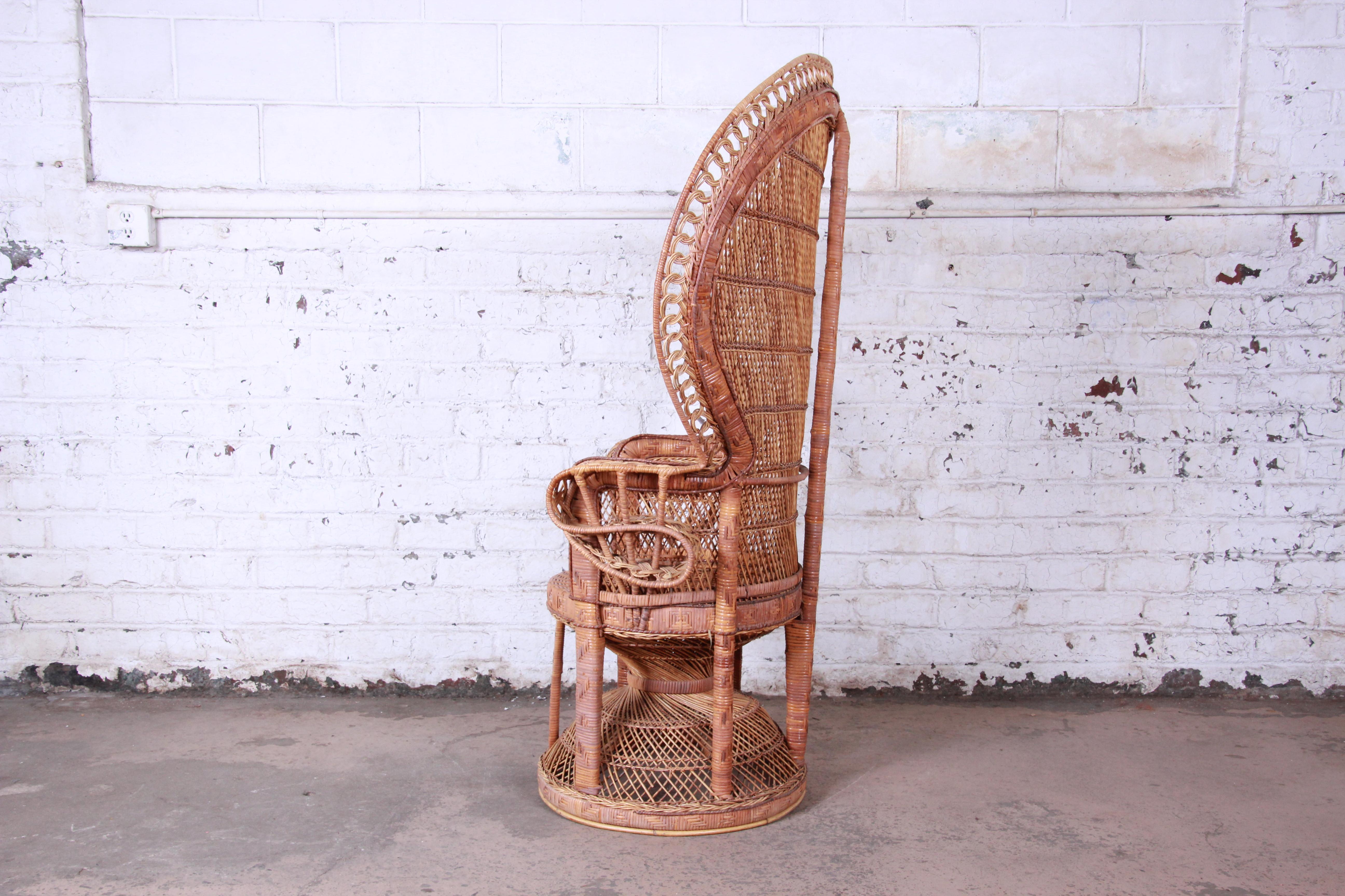 Iconic Bohemian Wicker Emanuelle Peacock Chair, 1970s 6