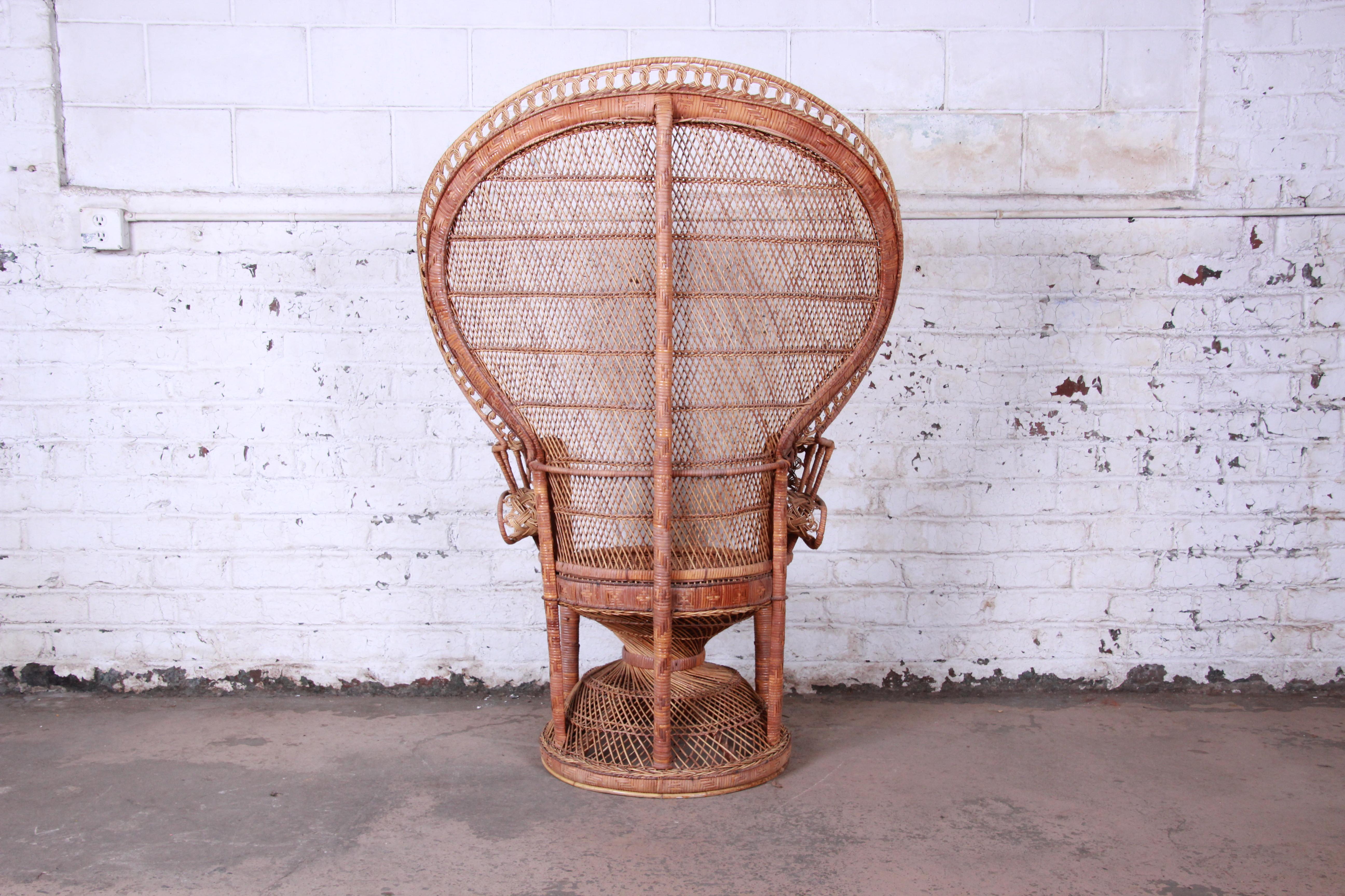 Iconic Bohemian Wicker Emanuelle Peacock Chair, 1970s 8