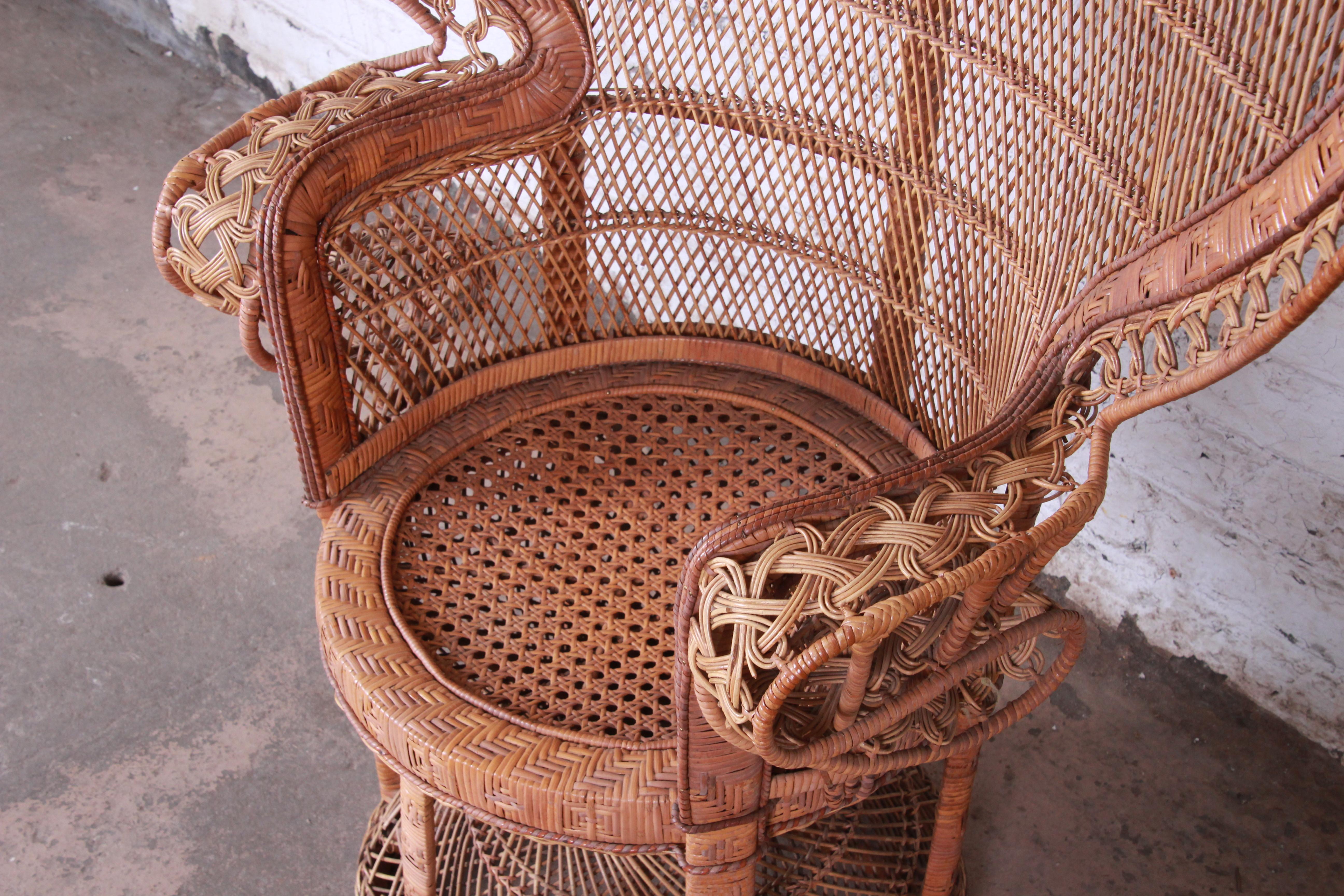 Mid-Century Modern Iconic Bohemian Wicker Emanuelle Peacock Chair, 1970s
