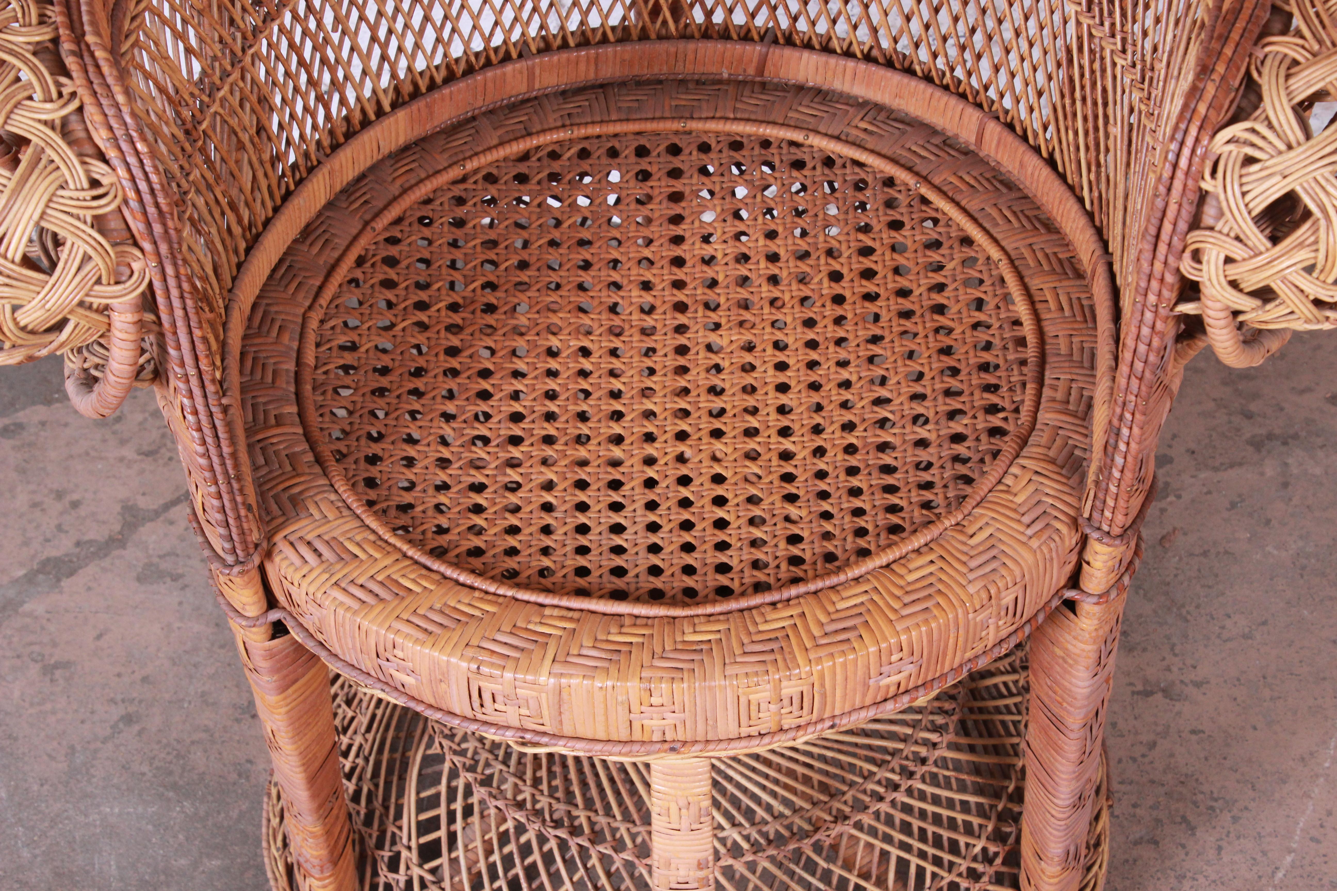 Iconic Bohemian Wicker Emanuelle Peacock Chair, 1970s 1