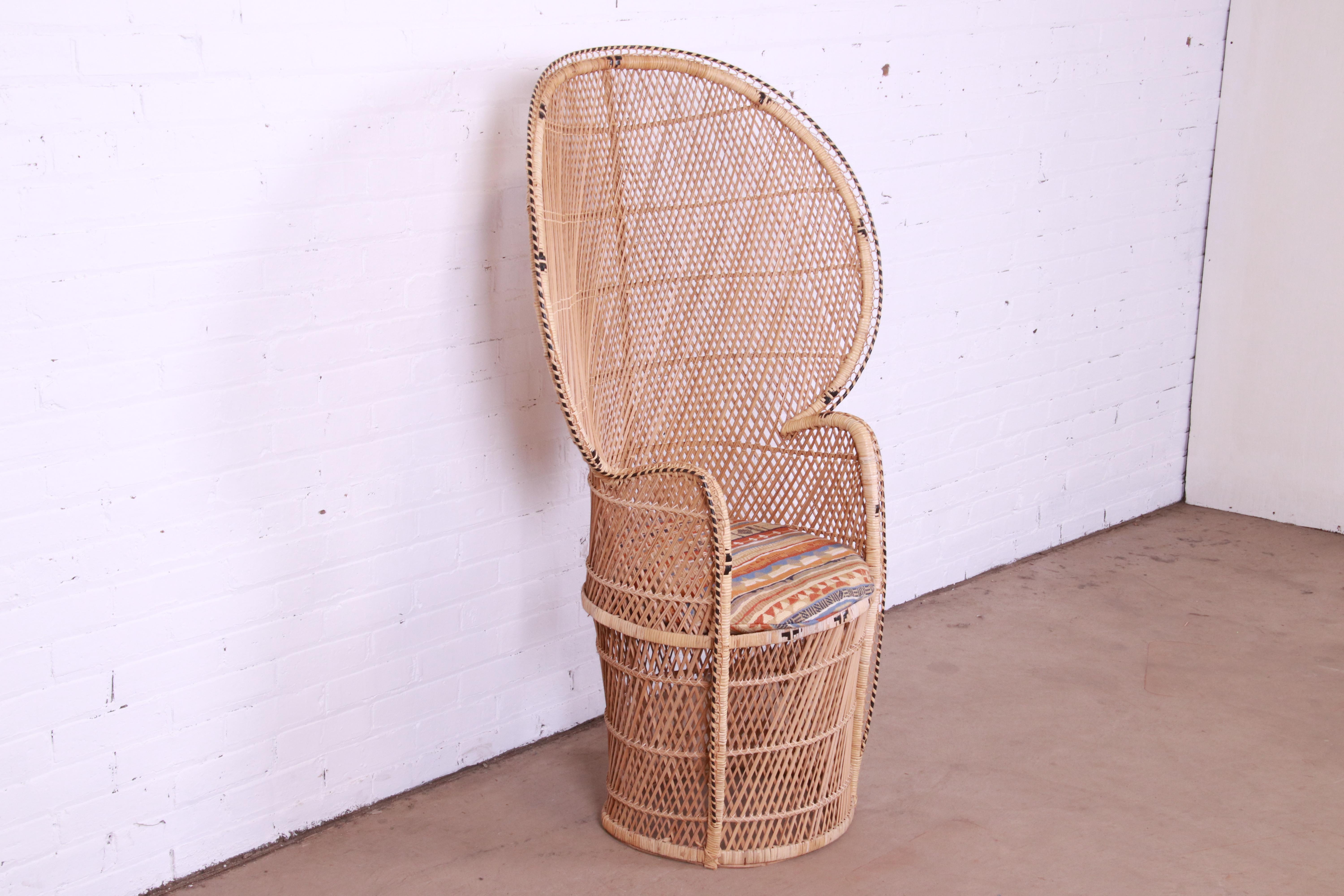 Mid-Century Modern Iconic Bohemian Wicker Emanuelle Peacock Chair, 1970s For Sale
