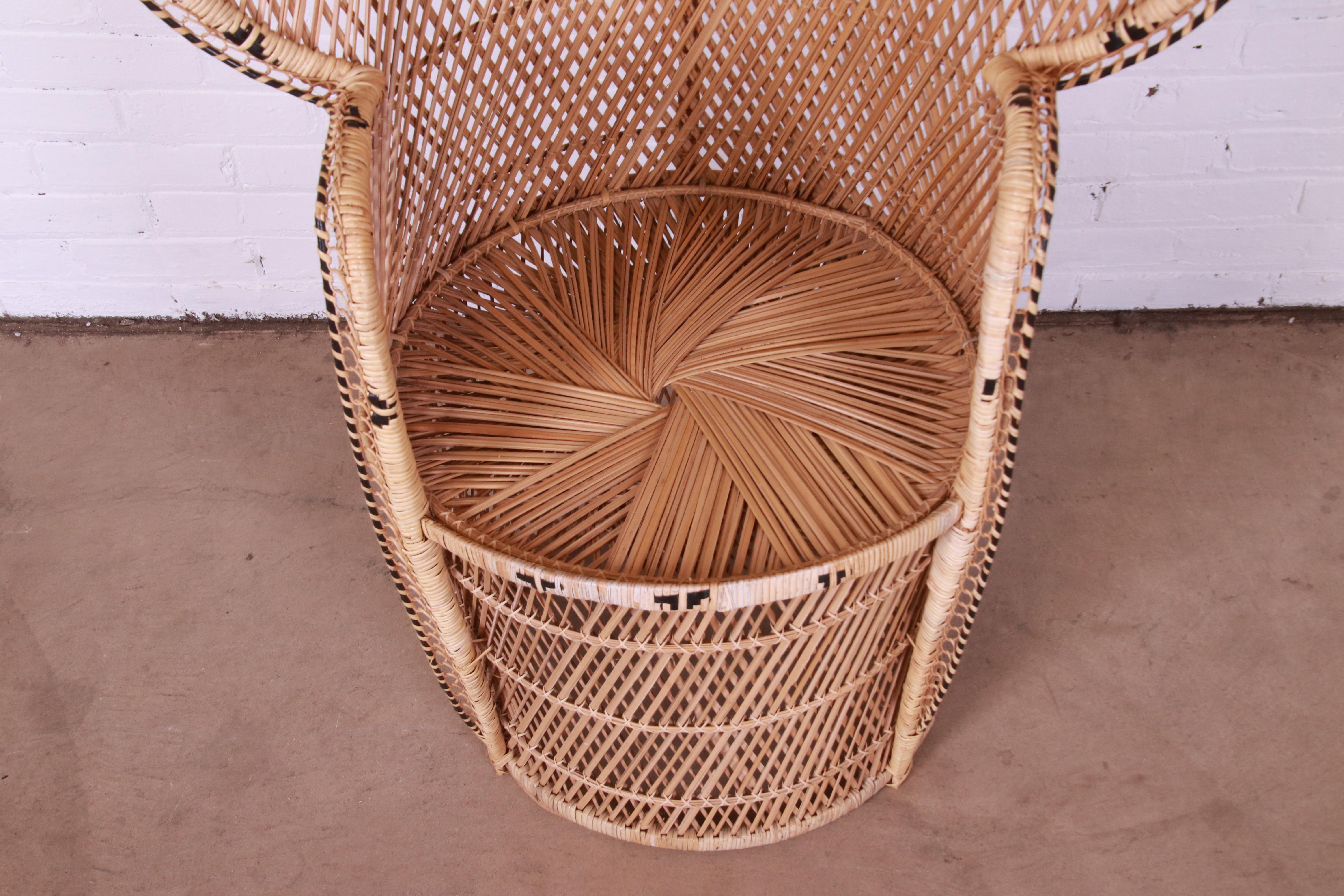 Late 20th Century Iconic Bohemian Wicker Emanuelle Peacock Chair, 1970s For Sale