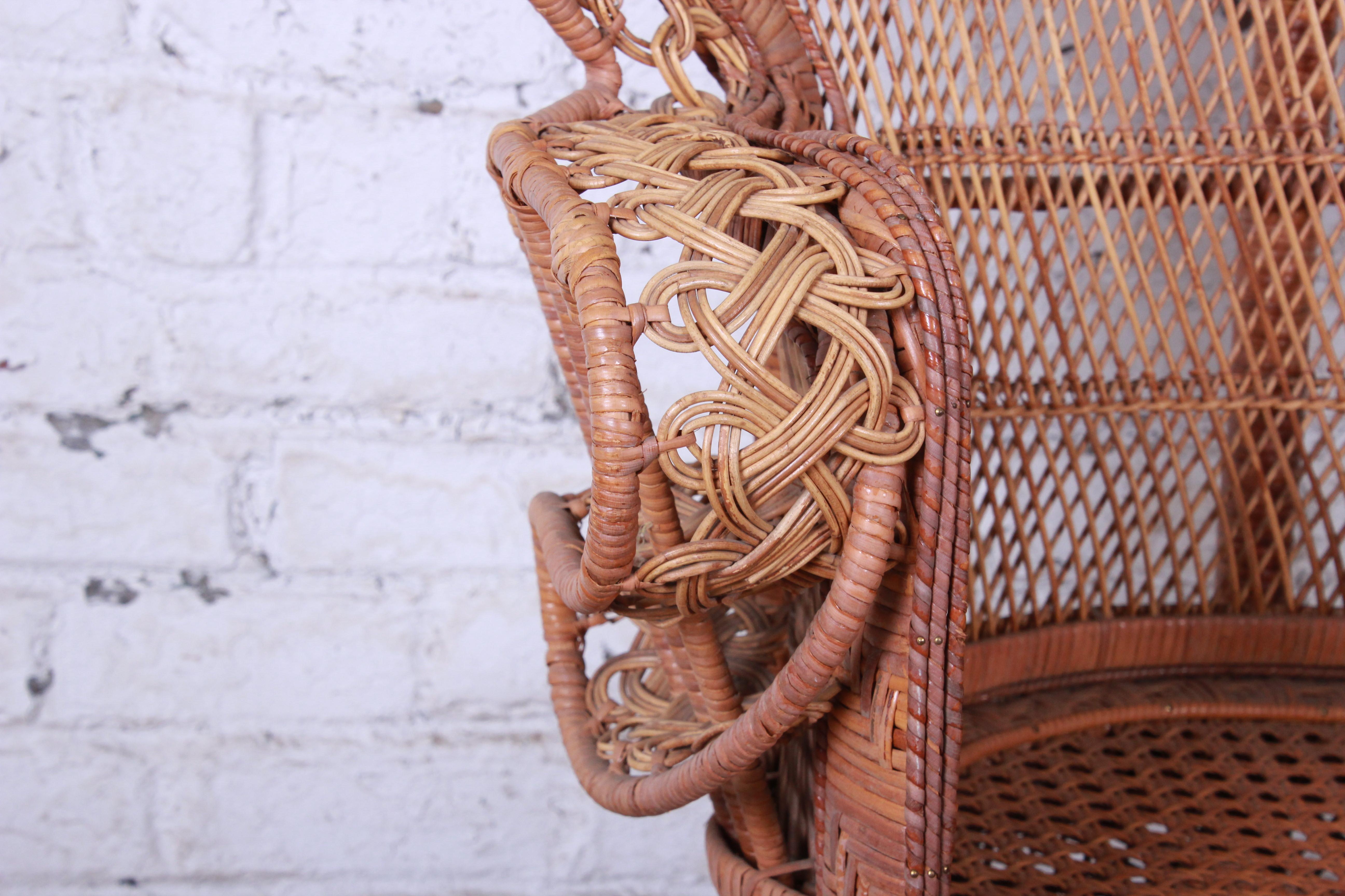 Iconic Bohemian Wicker Emanuelle Peacock Chair, 1970s 4