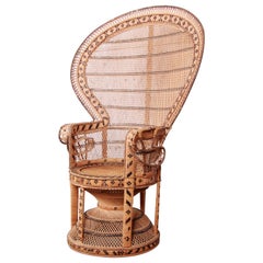 Retro Iconic Bohemian Wicker Emanuelle Peacock Chair, 1970s