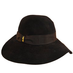 Used Iconic Borsalino wide-brimmed folard with grosgrain hatband