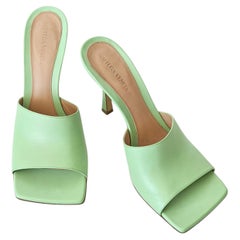 Iconic Bottega Veneta Stretch Mules Pistachio Green Leather Square Toe 90 U10 40