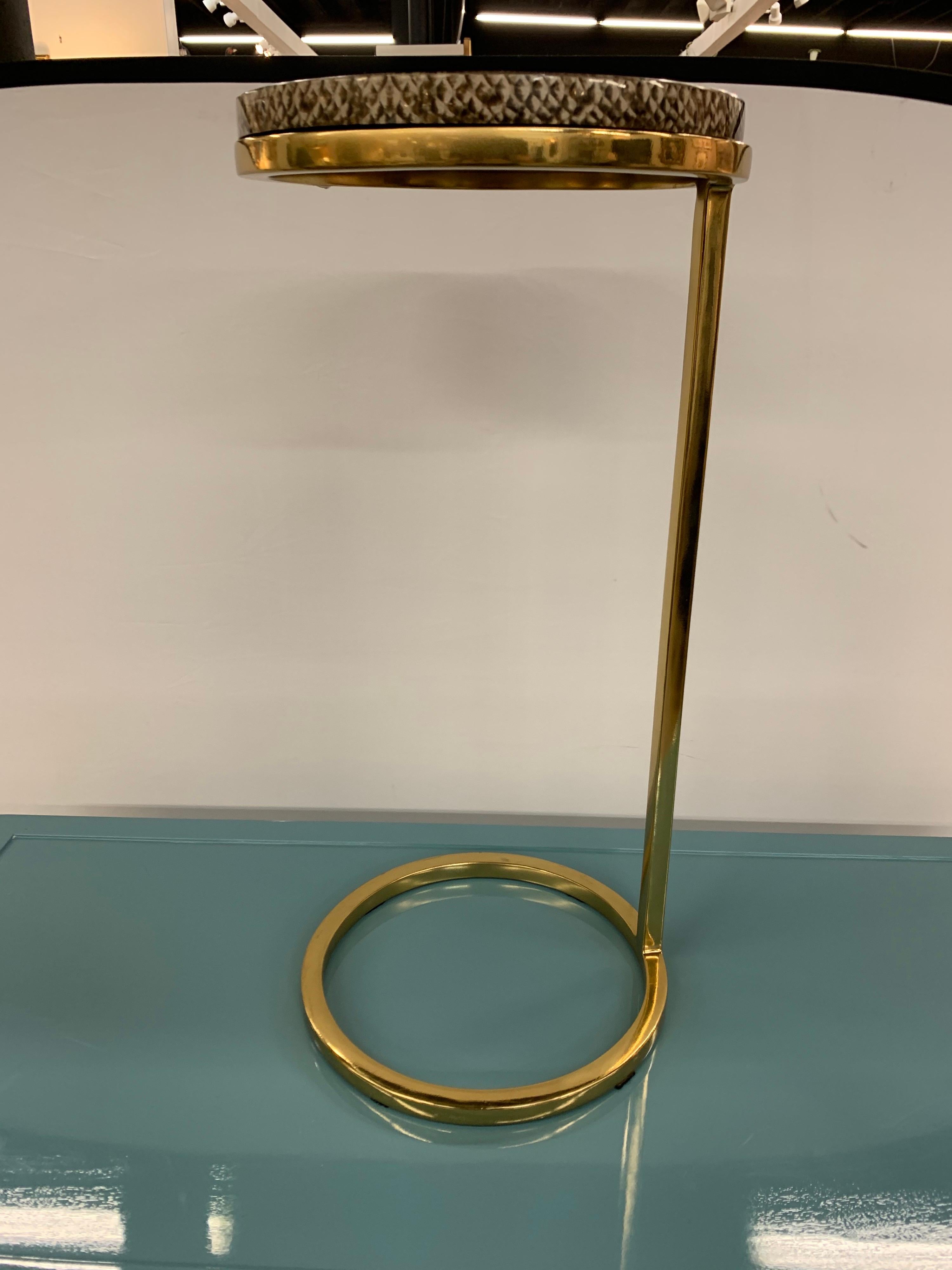 Iconic Brass and Snakeskin Style Cigarette Table In Good Condition In West Hartford, CT