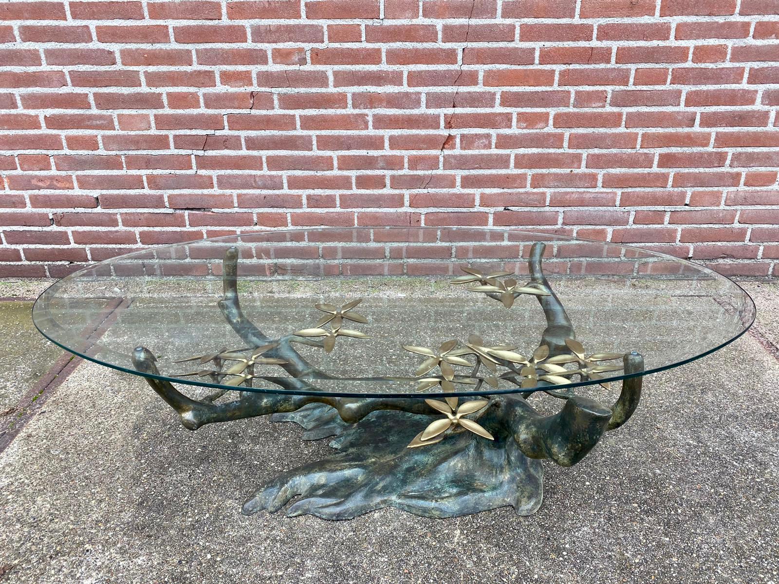 Hollywood Regency Iconic Brass Bonsai Tree Coffee Table, circa 1970s