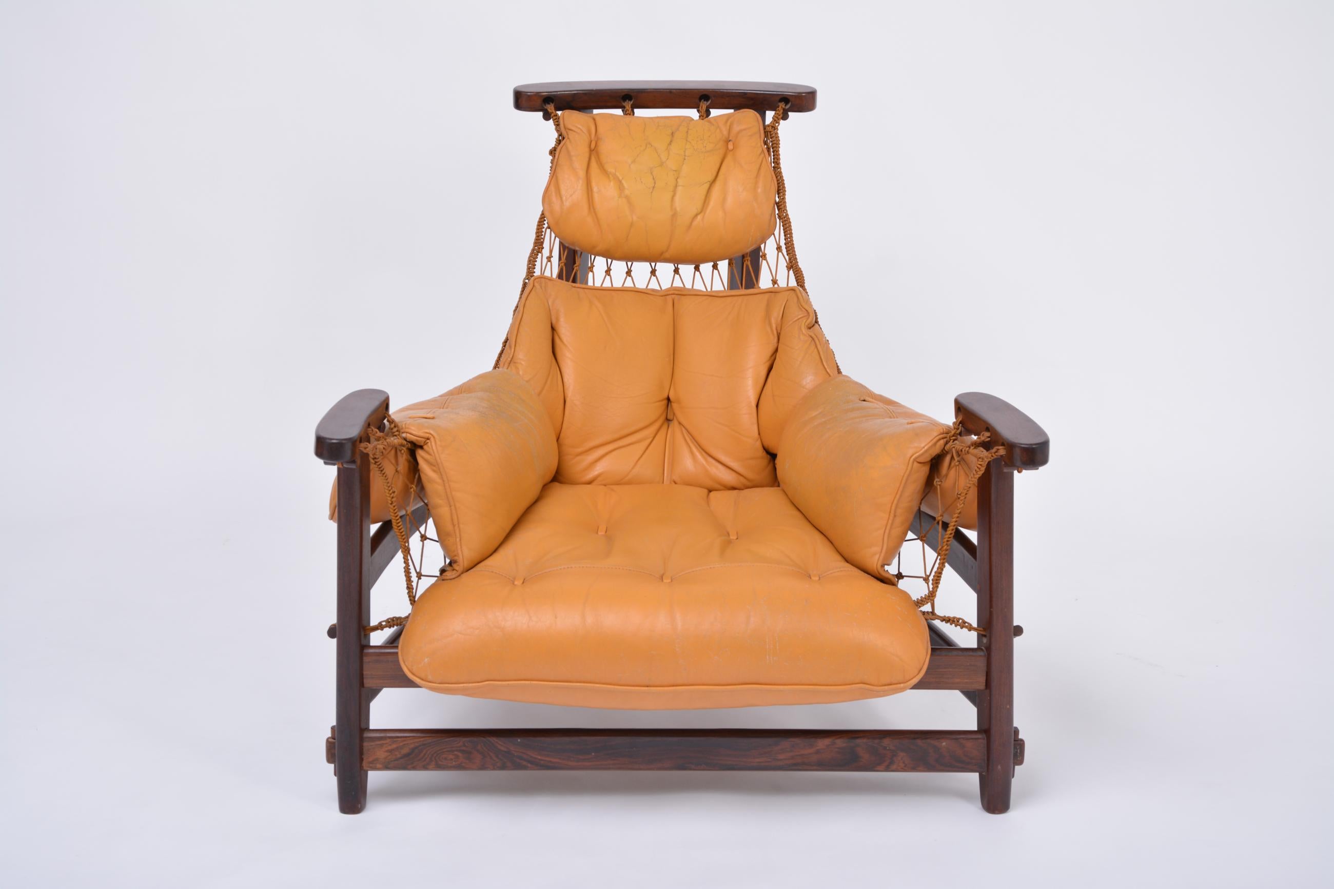 Iconic Brazilian Jangada Lounge Chair with Ottoman by Jean Gillon, 1968 6