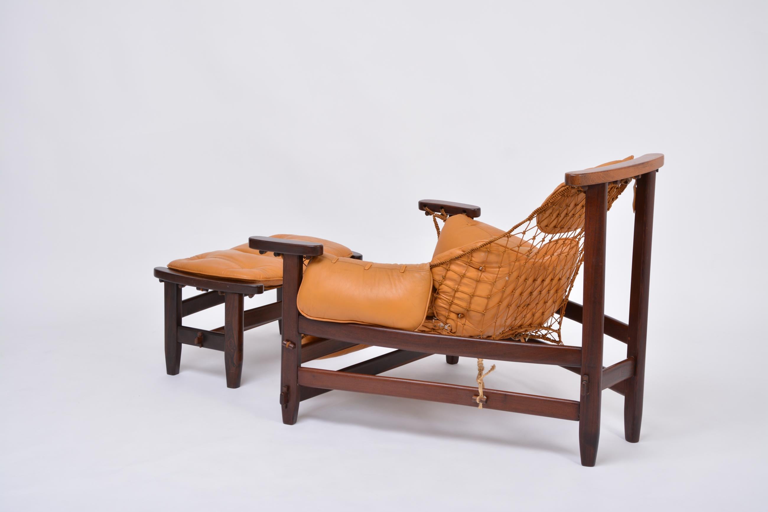 Mid-Century Modern Iconic Brazilian Jangada Lounge Chair with Ottoman by Jean Gillon, 1968