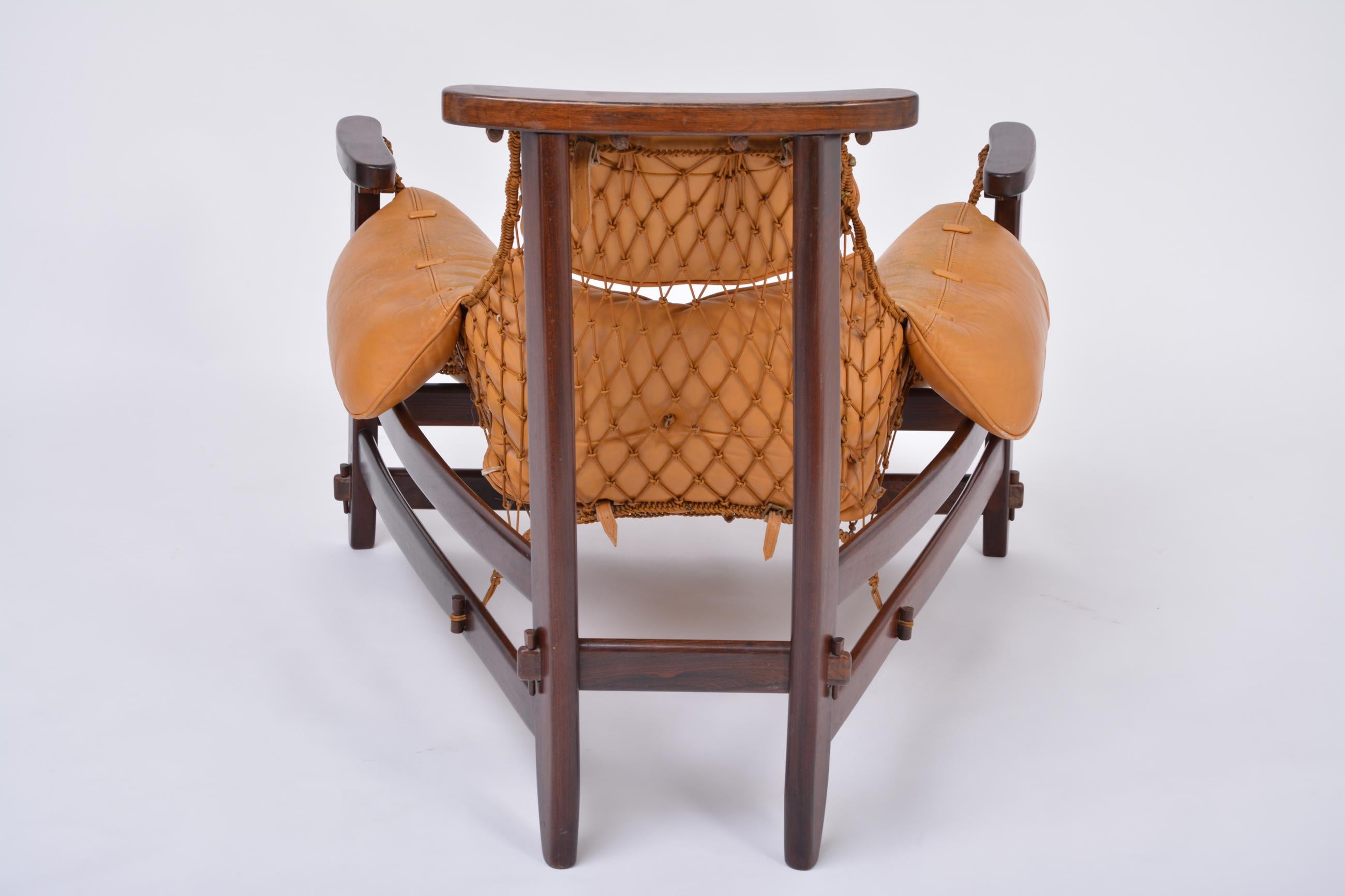 20th Century Iconic Brazilian Jangada Lounge Chair with Ottoman by Jean Gillon, 1968