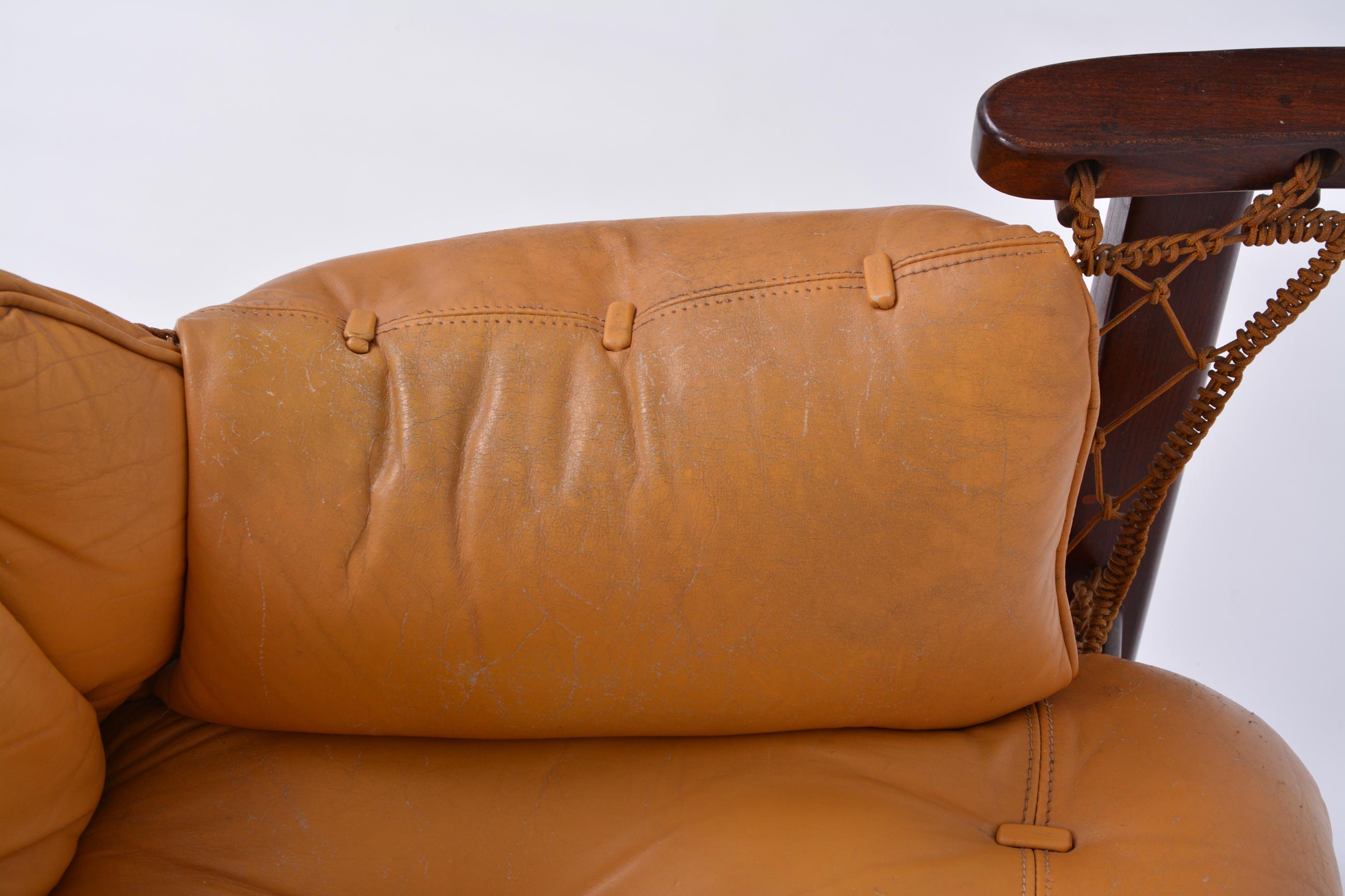 Iconic Brazilian Jangada Lounge Chair with Ottoman by Jean Gillon, 1968 2