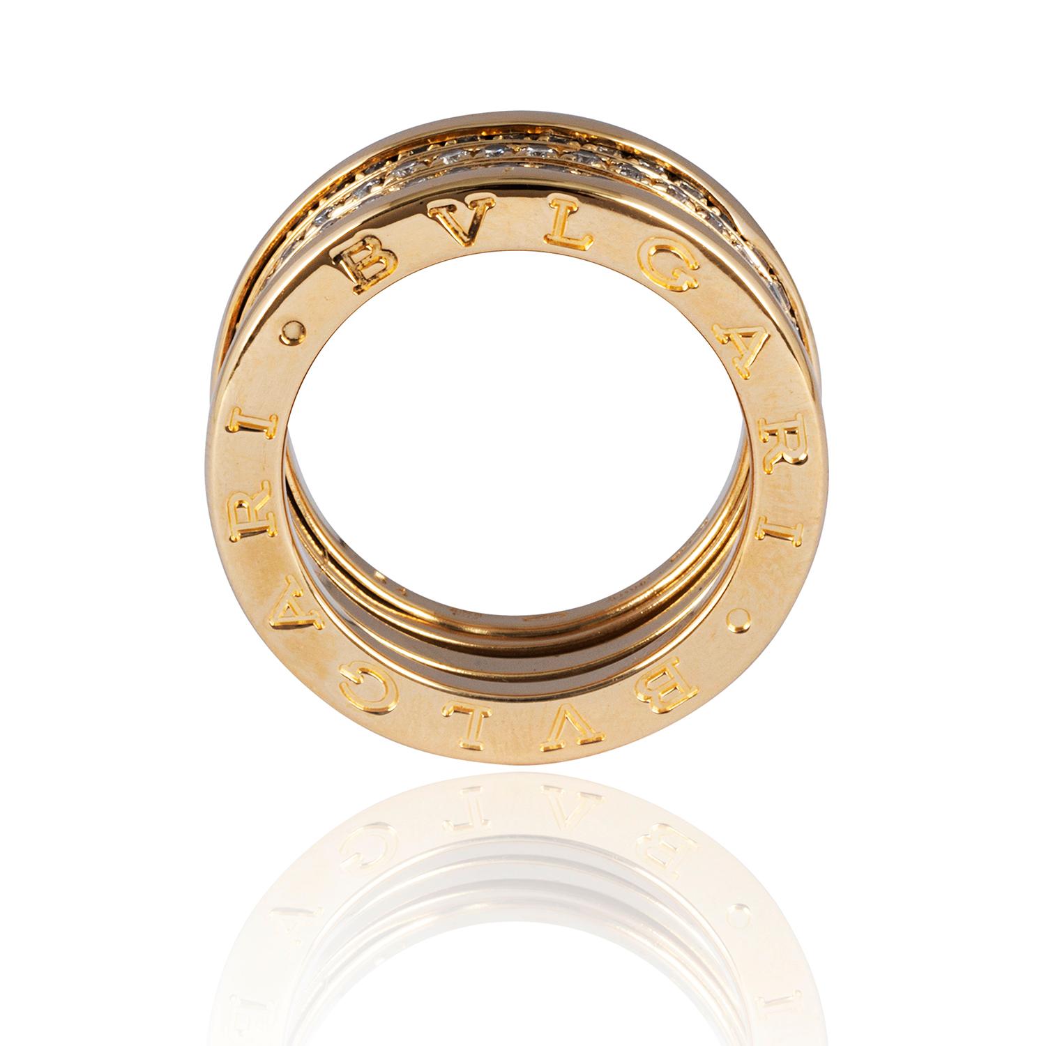 Contemporary Iconic Bulgari B. Zero1 18ct Yellow Gold & Diamond Ring For Sale