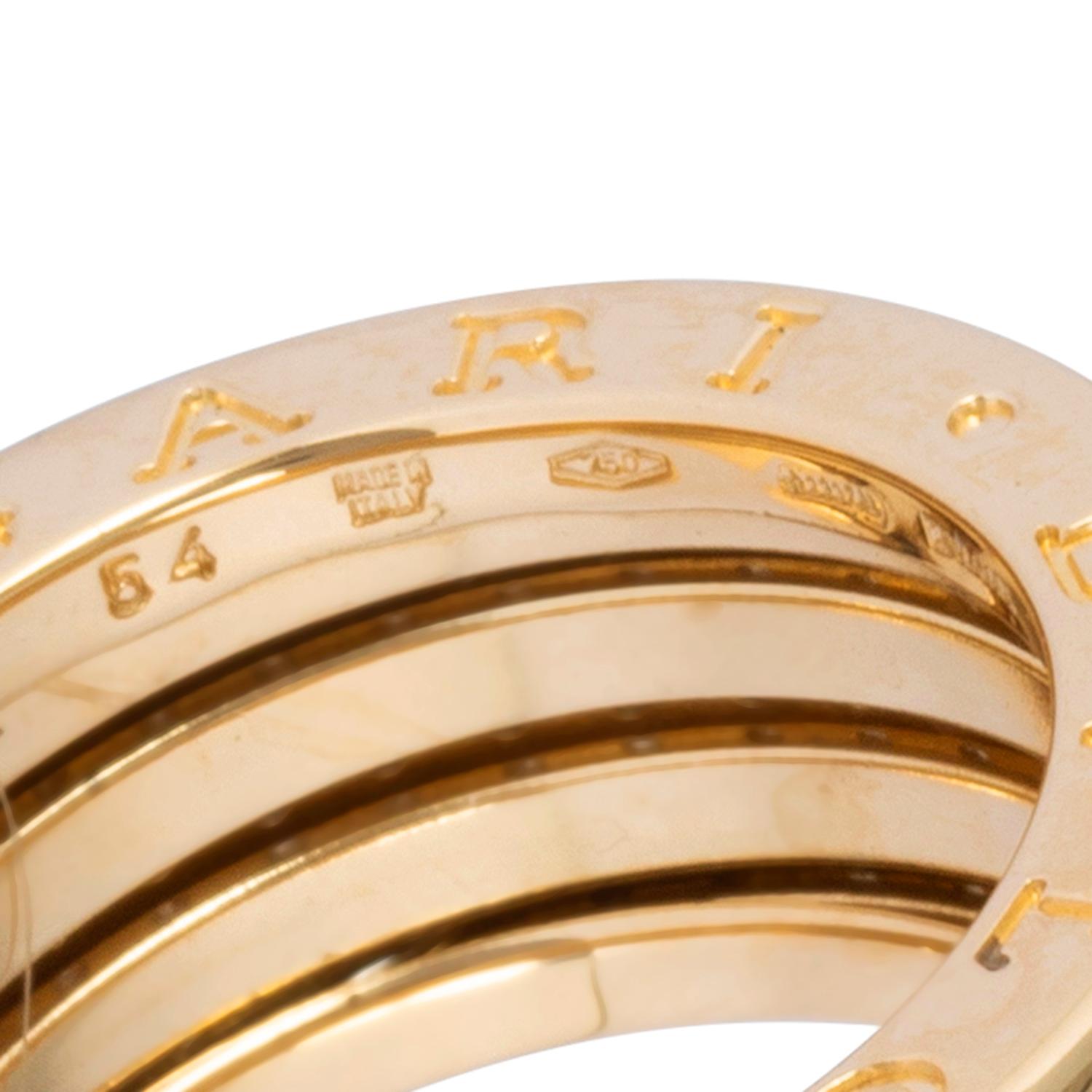 Taille ronde Bulgari B. Zero1 Bague emblématique en or jaune 18 carats et diamants en vente