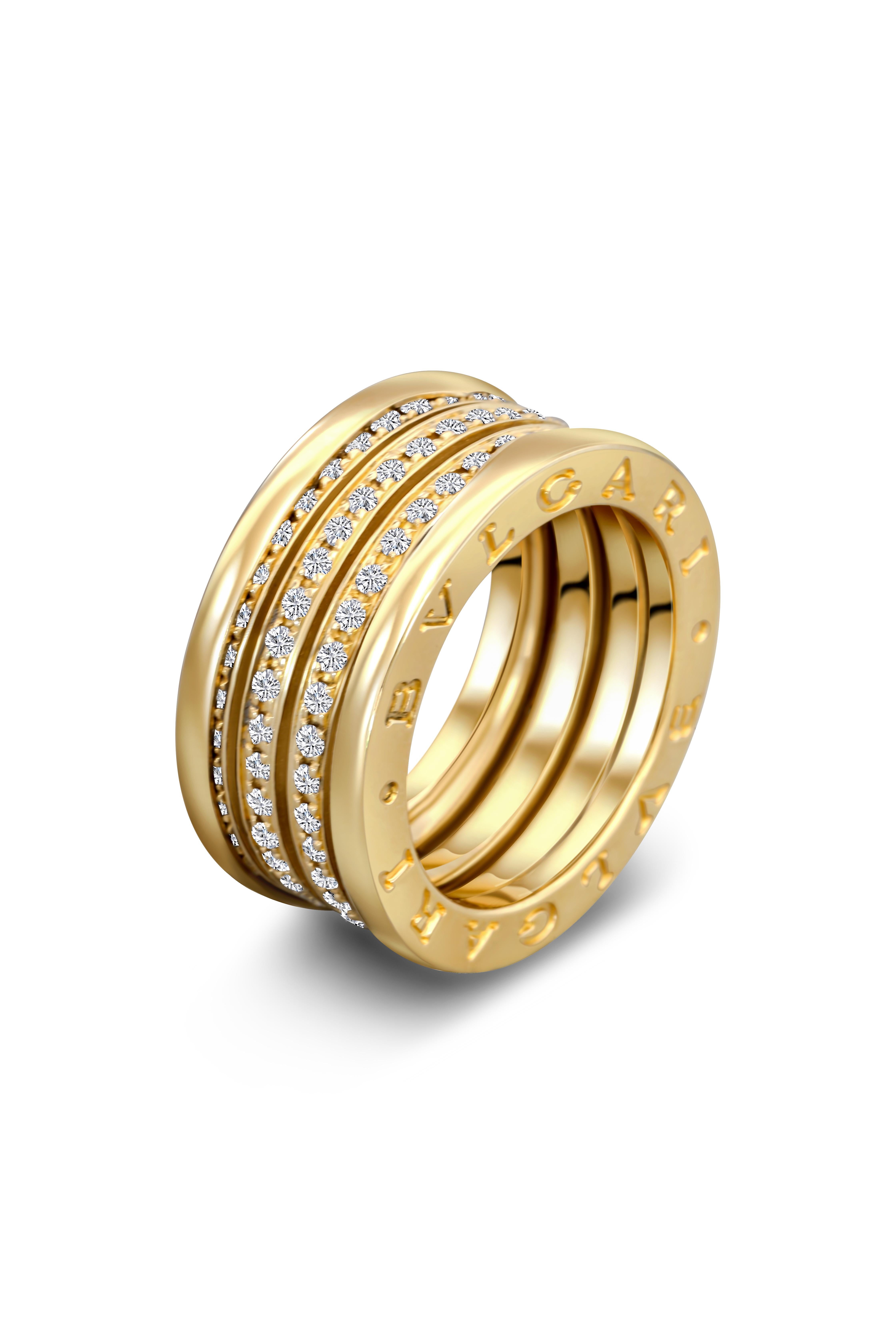 Ikonischer Bulgari B. Zero1 Ring aus 18 Karat Gelbgold und Diamanten (Rundschliff) im Angebot