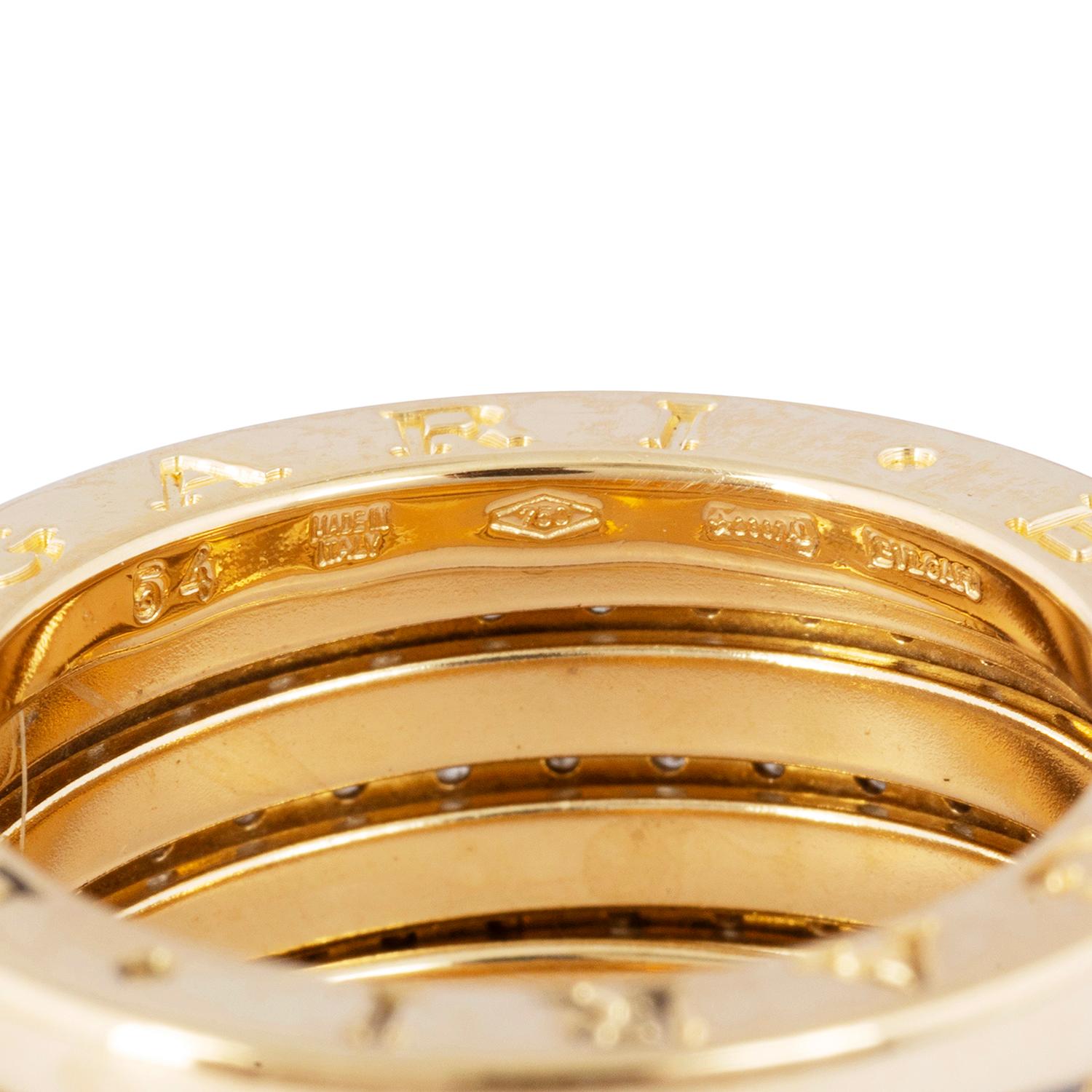 Ikonischer Bulgari B. Zero1 Ring aus 18 Karat Gelbgold und Diamanten im Zustand „Gut“ im Angebot in London, GB