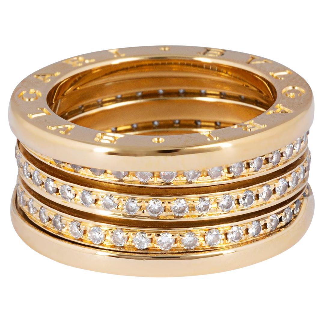 Iconic Bulgari B. Zero1 18ct Yellow Gold & Diamond Ring For Sale