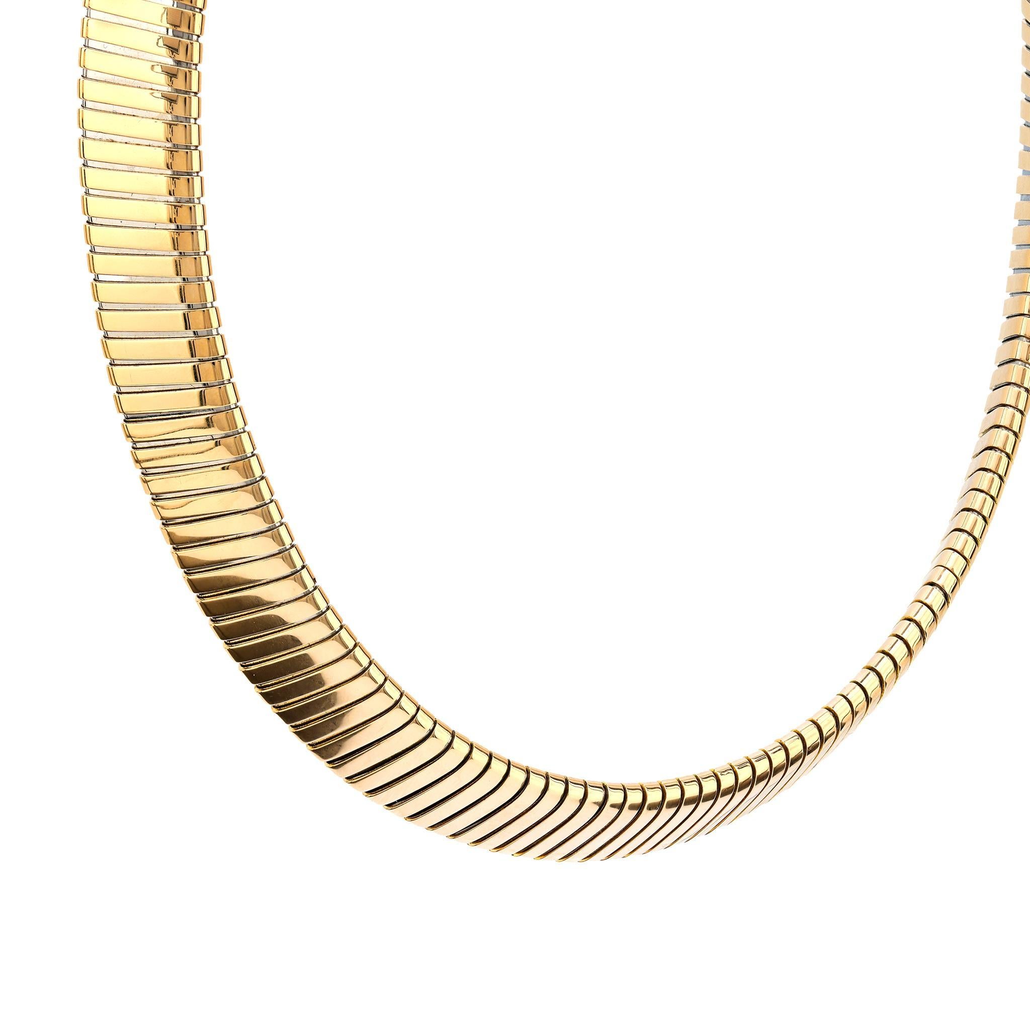 Modern Iconic Bvlgari 18k yellow gold Tubogas necklace