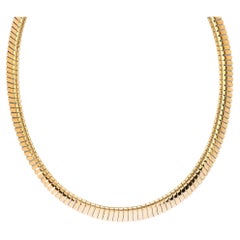 Iconic Bvlgari 18k yellow gold Tubogas necklace