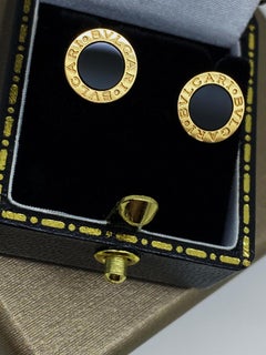 Iconic Bvlgari Bvlgari 18K Rose Gold & Black Ceramic Inlay Stud Earrings