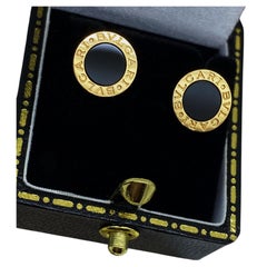 Iconic Bvlgari Bvlgari 18K Rose Gold & Black Ceramic Inlay Stud Earrings