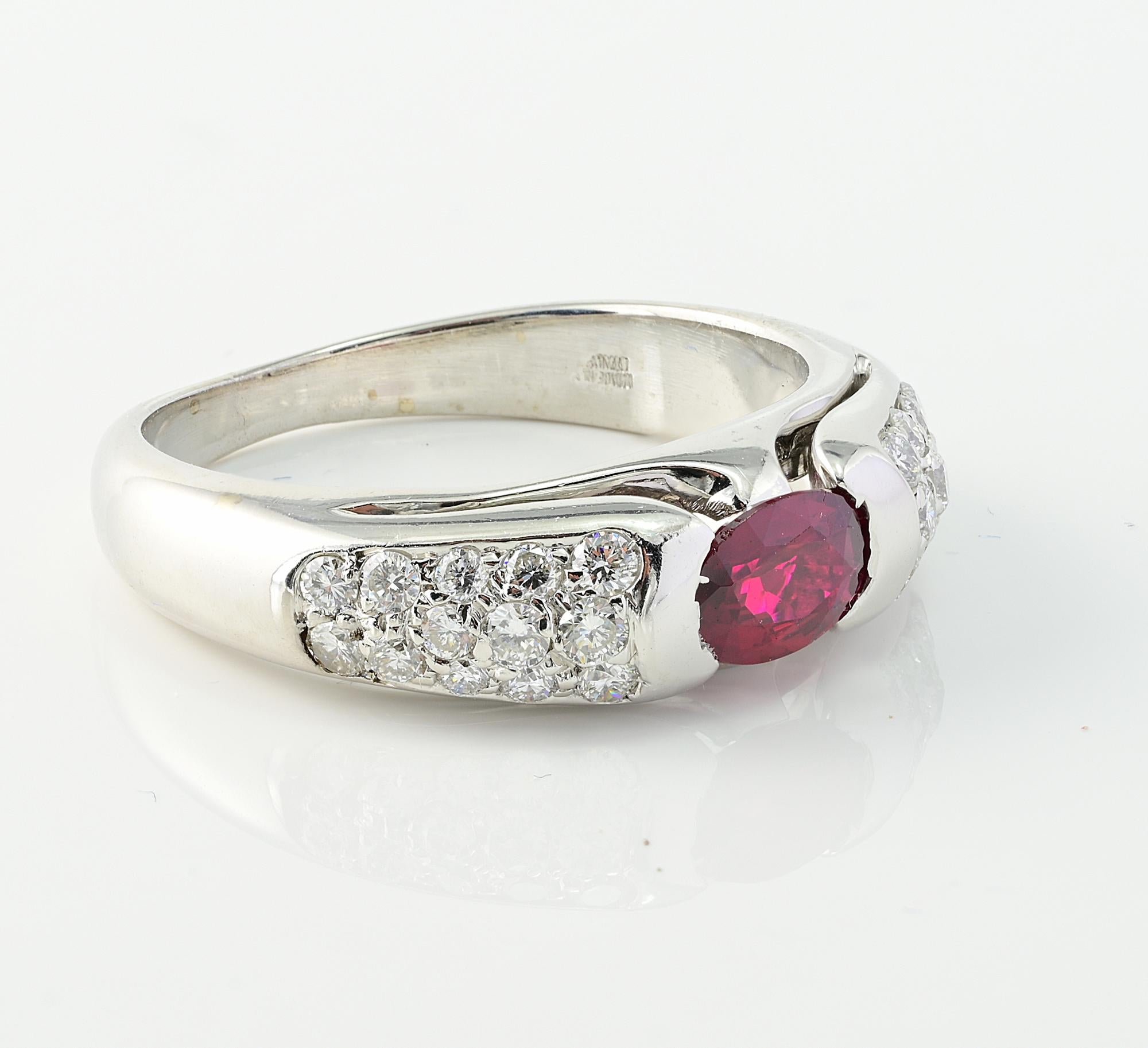 Contemporary Iconic Bvlgari Ruby Diamond 18KT Ring 1980 For Sale
