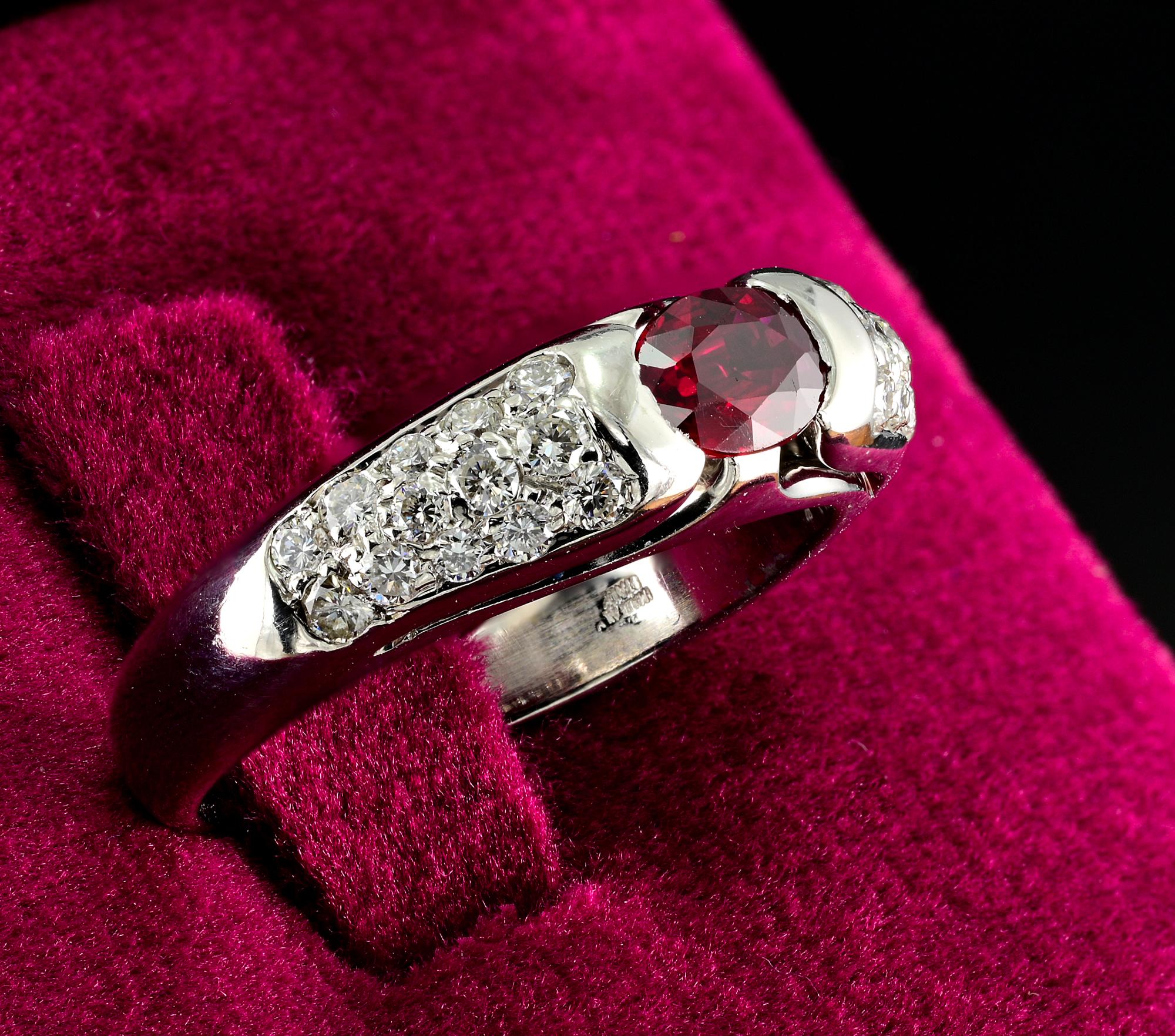 Oval Cut Iconic Bvlgari Ruby Diamond 18KT Ring 1980 For Sale
