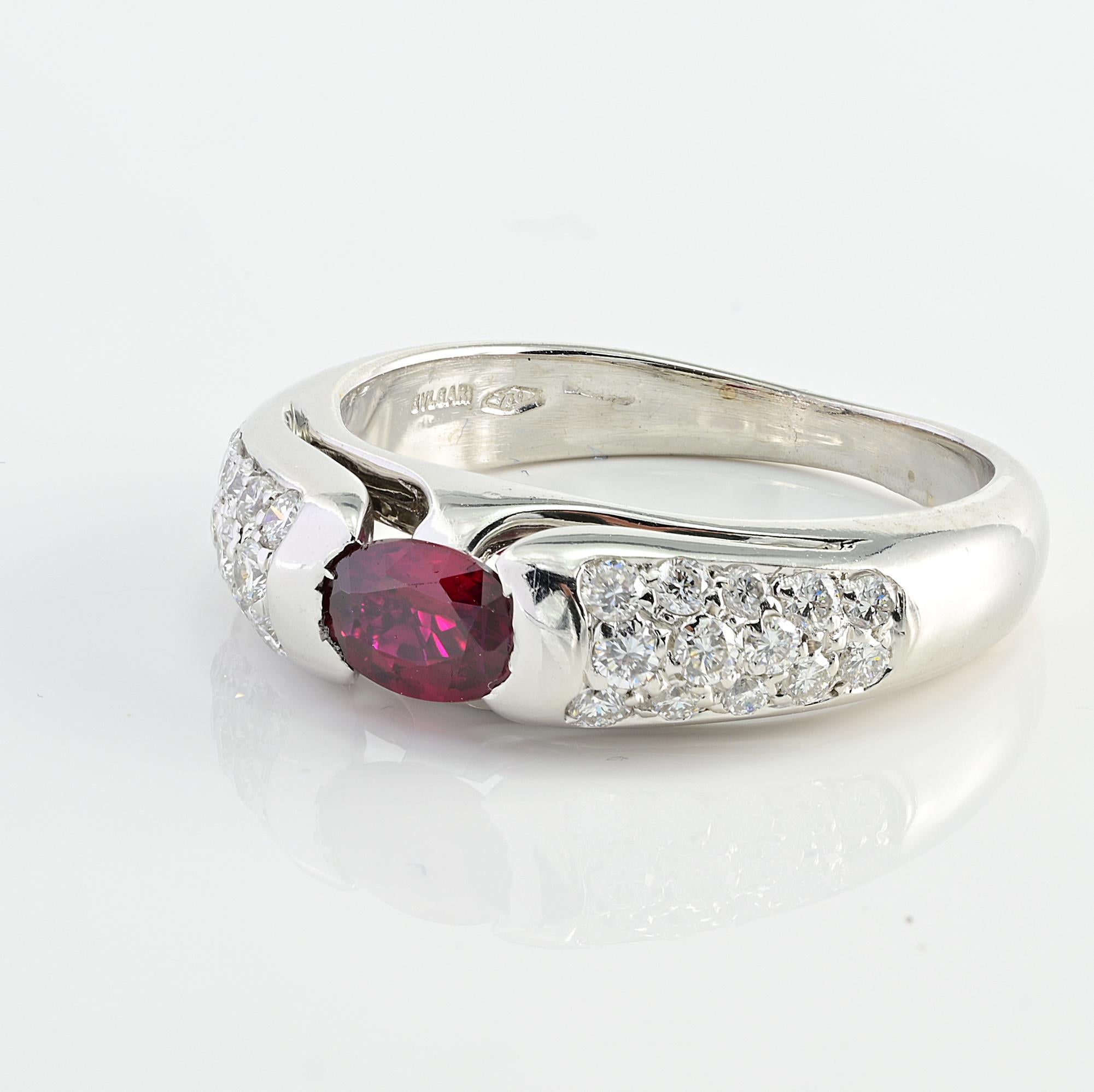 Iconic Bvlgari Ruby Diamond 18KT Ring 1980 In Good Condition For Sale In Napoli, IT