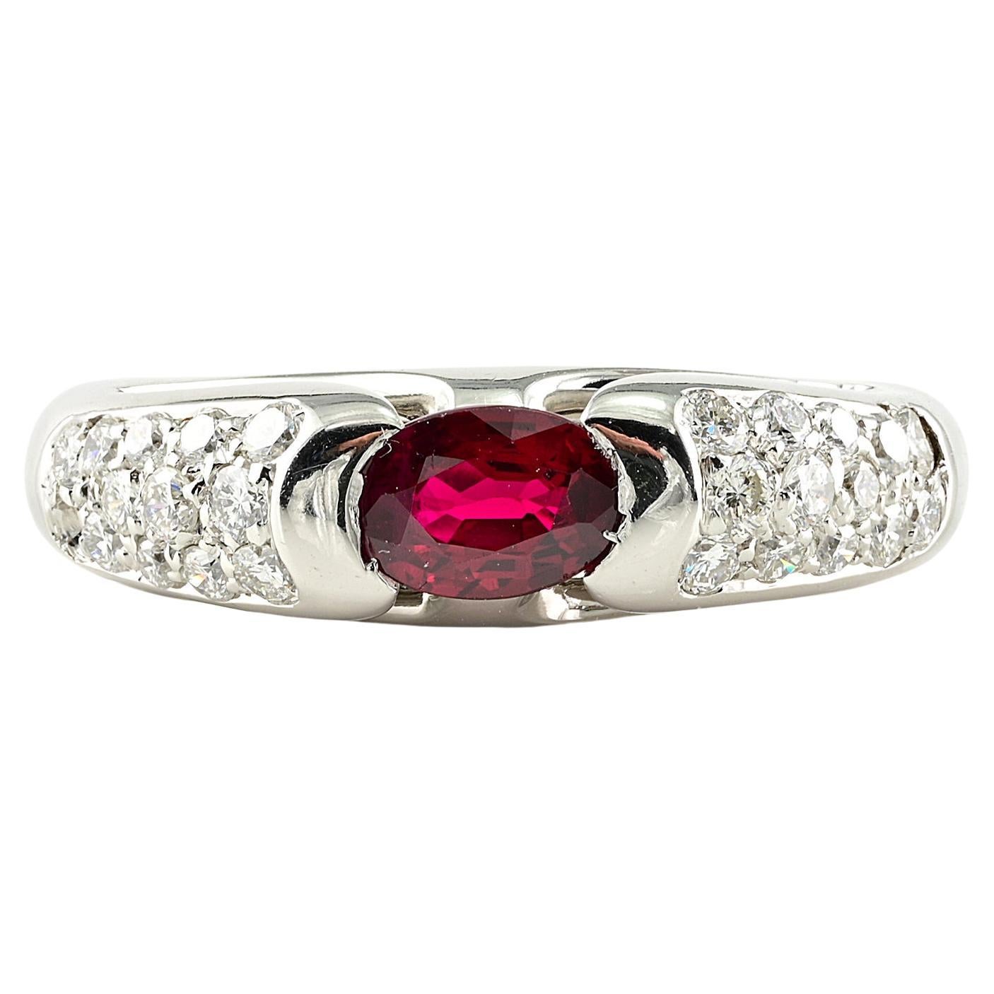Iconic Bvlgari Ruby Diamond 18KT Ring 1980 For Sale