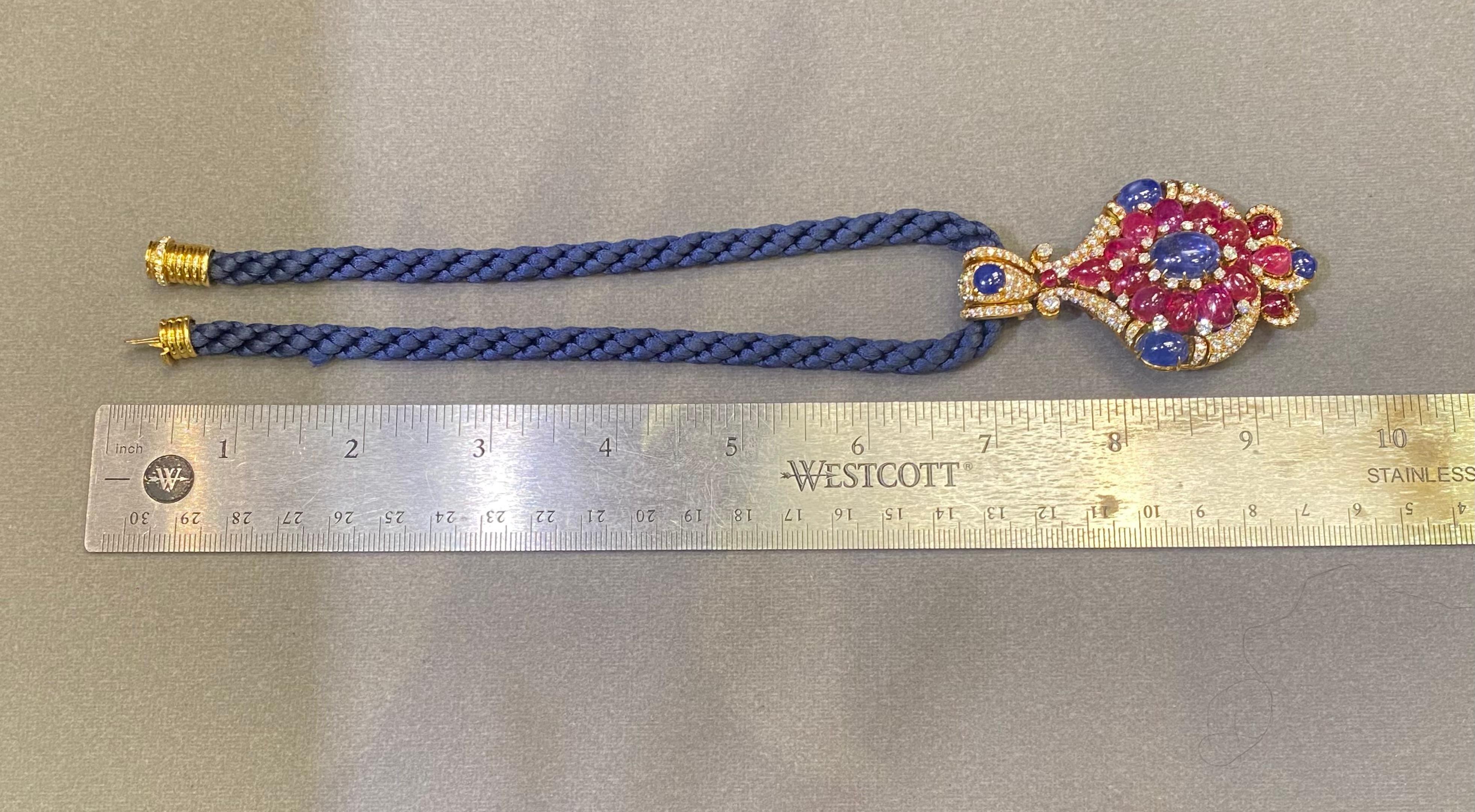 Iconic Bvlgari Ruby & Sapphire Pendant Necklace For Sale 12