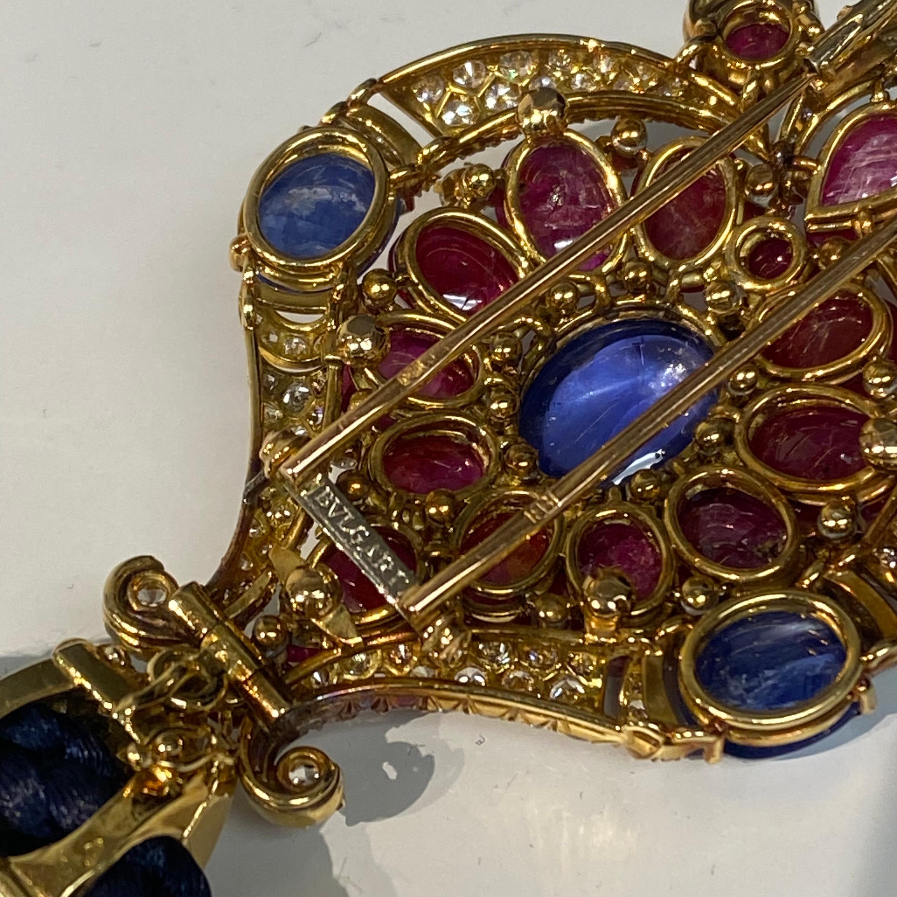 Iconic Bvlgari Ruby & Sapphire Pendant Necklace For Sale 2