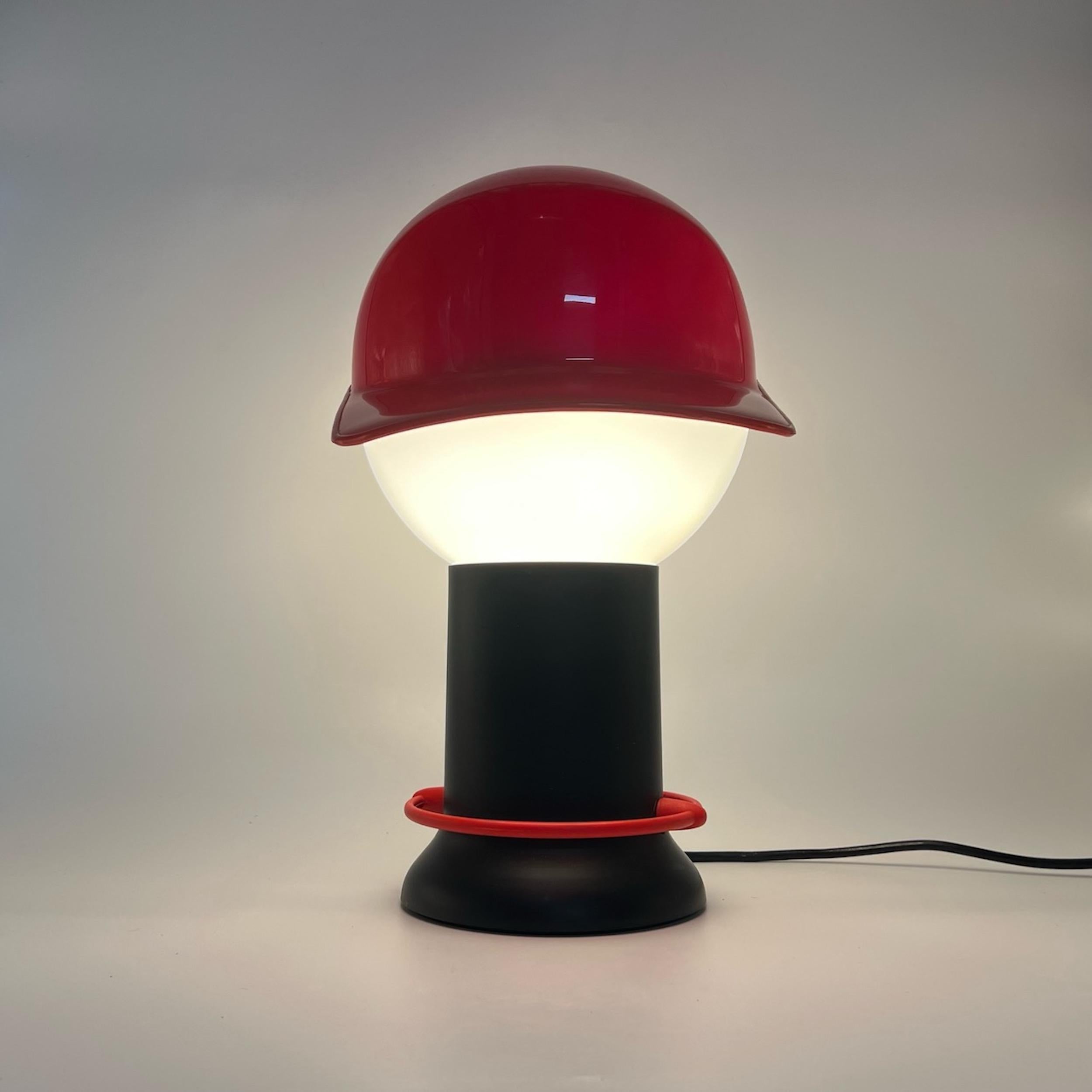 Plastic Iconic 'CAP' Table Lamp by Giorgetto Giugiaro for Bilumen Italy, 1980s For Sale