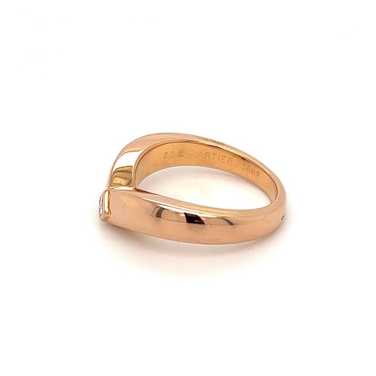 Round Cut Iconic CARTIER FRANCE V Band Rose Gold Ring For Sale