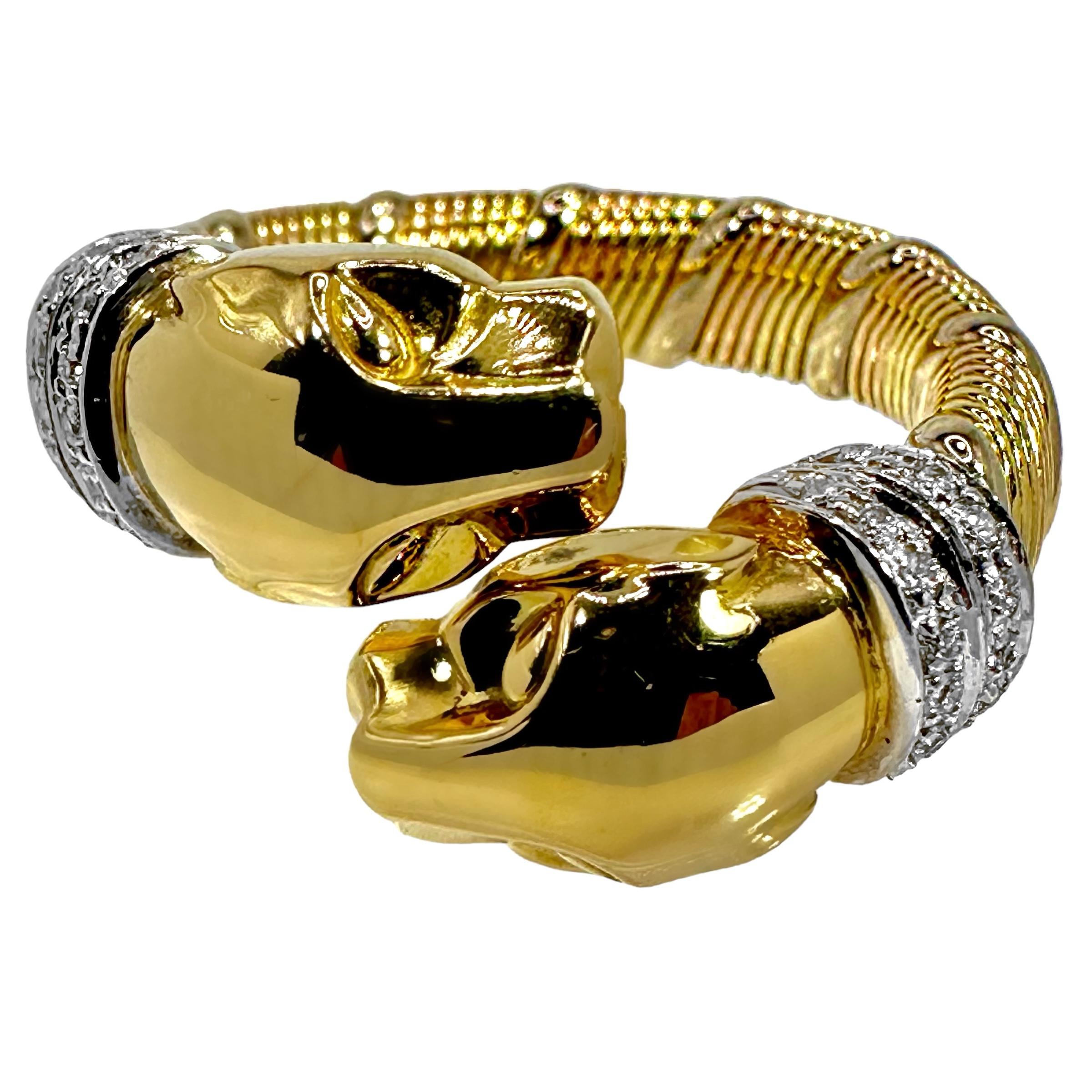 Iconic Cartier Panthere Bypass Ring in Gold and Diamonds 1