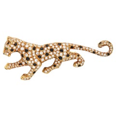 Retro Iconic Cartier Panthère Diamond Onyx Emerald Brooch