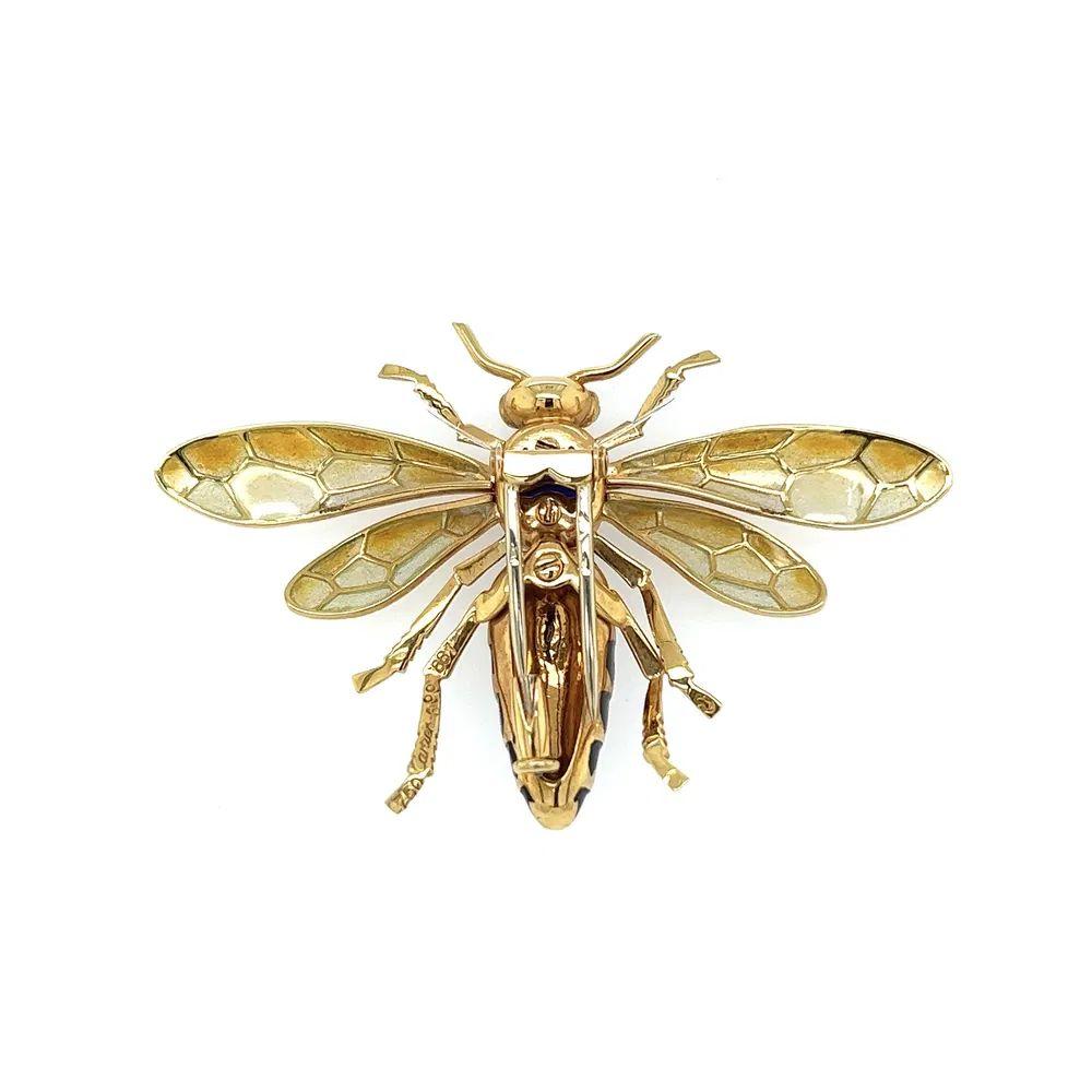 Iconic Cartier Plique A Jour Sapphire and Diamond BEE Vintage Brooch Pin 1