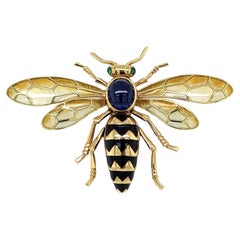 Iconic Cartier Plique A Jour Sapphire and Diamond BEE Vintage Brooch Pin