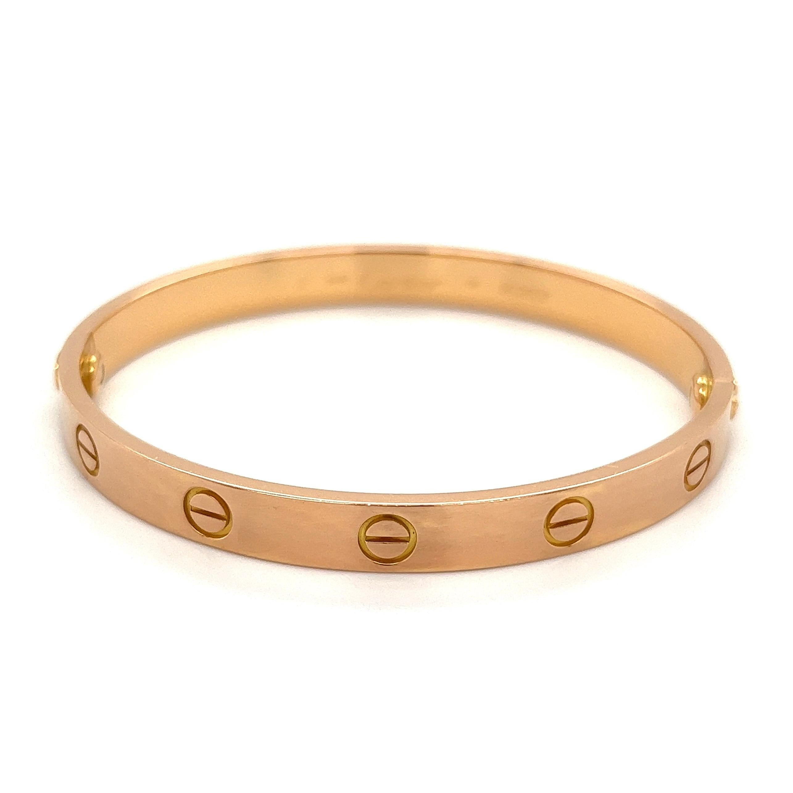 Women's Iconic Cartier Rose Gold Love Bracelet w/Screwdriver Estate Fine Jewelry