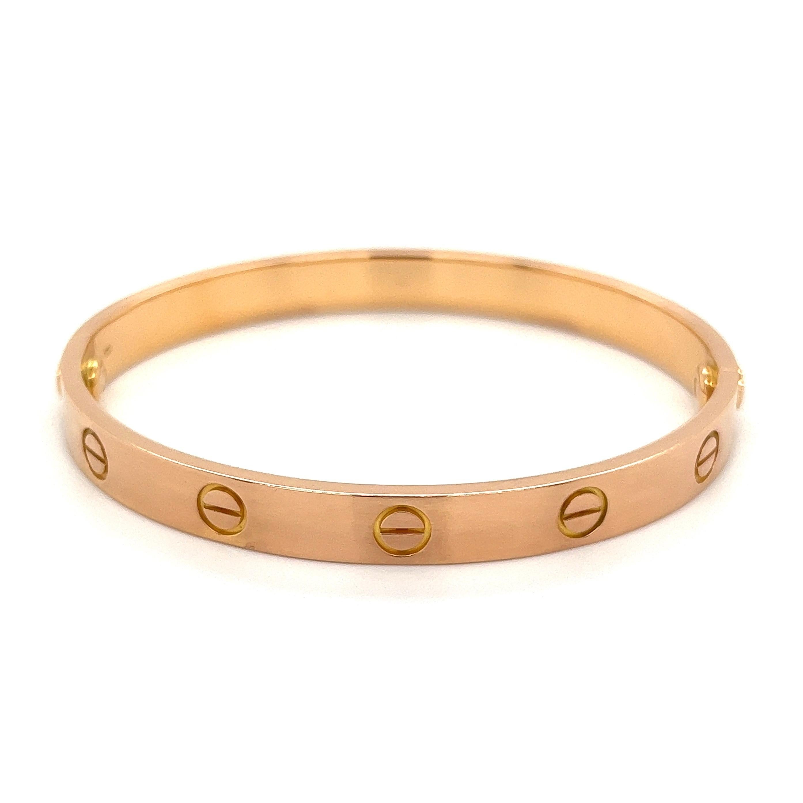 Iconic Cartier Rose Gold Love Bracelet w/Screwdriver Estate Fine Jewelry 1