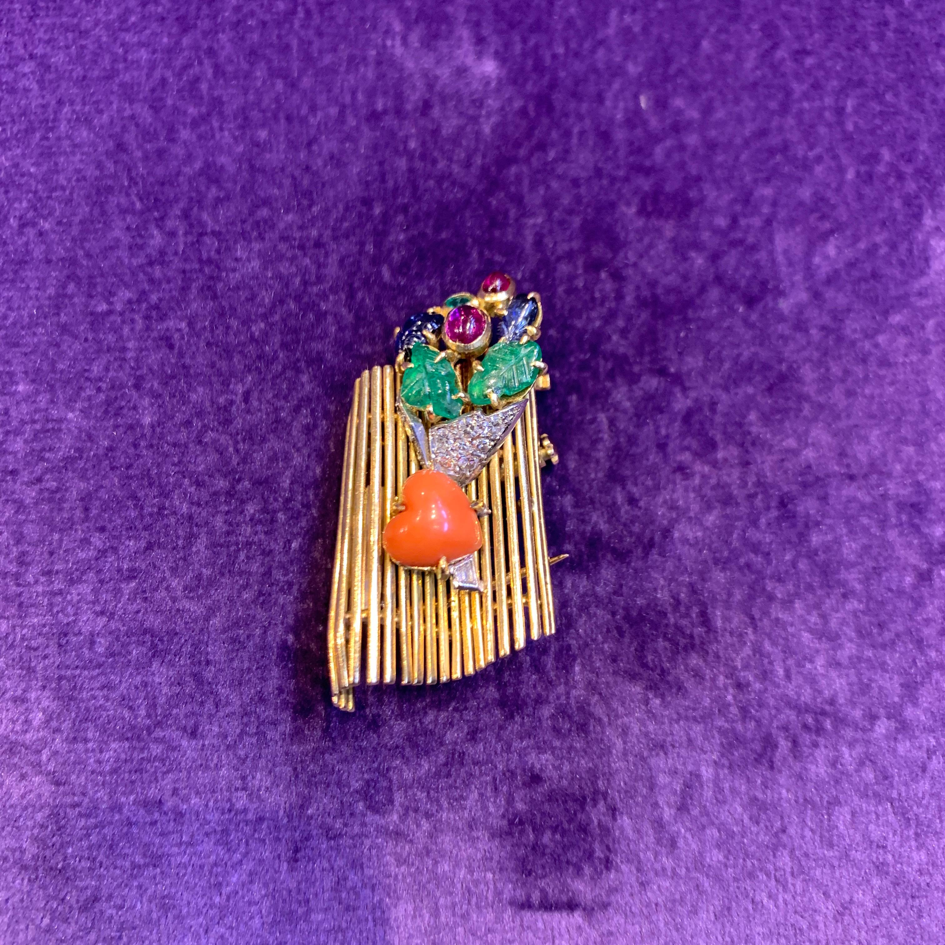 Iconic Cartier Tutti Frutti Lovers Bench Brooch 1