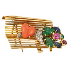 Iconic Cartier Tutti Frutti Lovers Bench Brooch