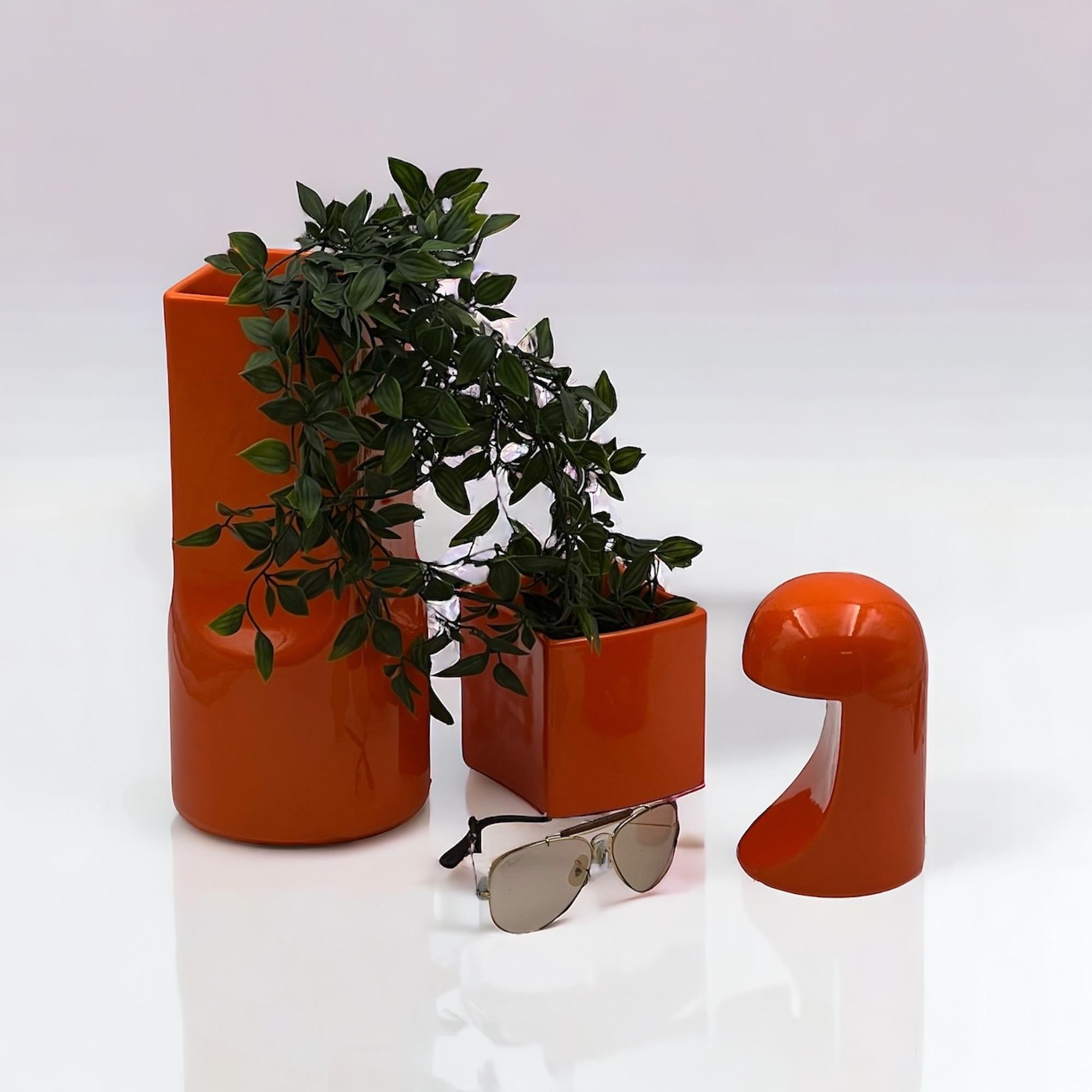 Iconic Orange Ceramic Lamp 'Longobarda' by Marcello Cuneo for Gabbianelli, 1960s in vendita 7