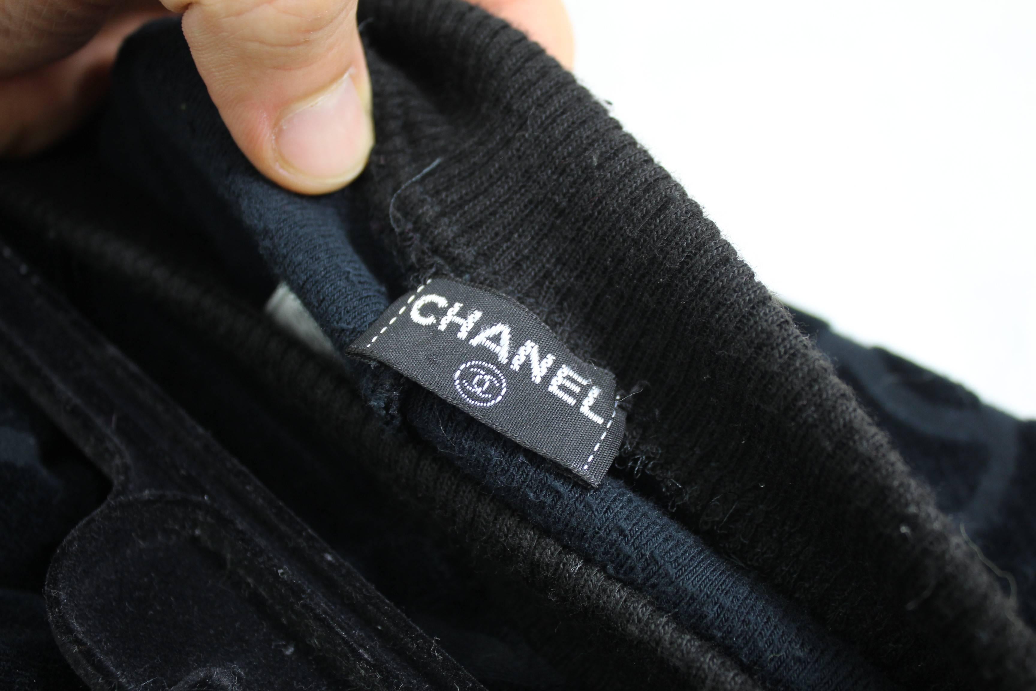 Iconic Chanel 1996 Velvet Jacket and Trouser in Black Velvet. Size 40 & 42 1