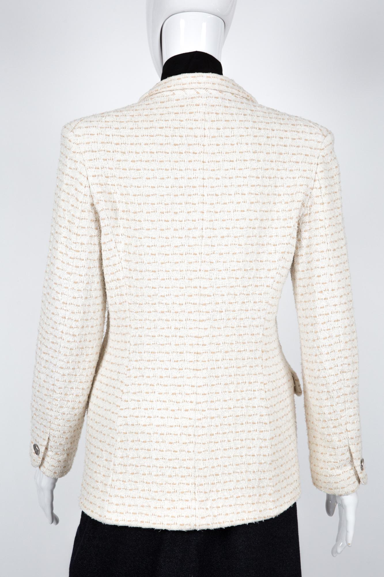 Iconic Chanel Cream Cotton Boucle Jacket For Sale at 1stDibs | cream ...