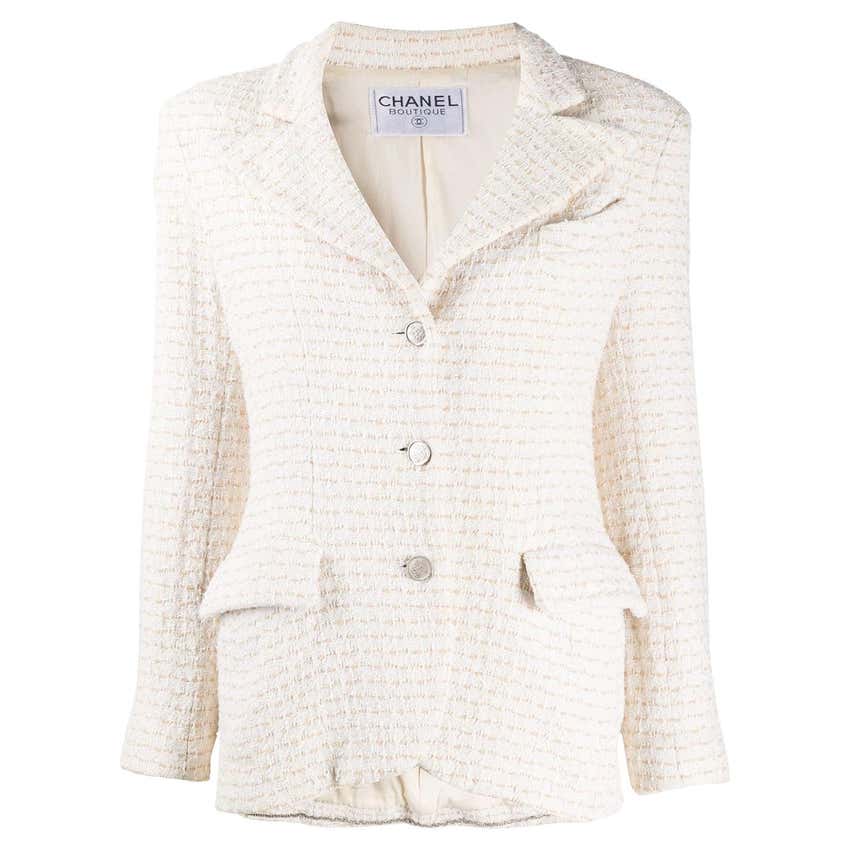 Iconic Chanel Cream Cotton Boucle Jacket For Sale at 1stDibs | cream ...