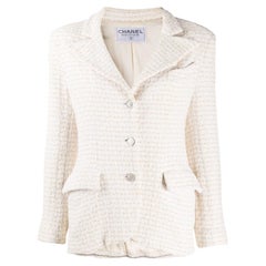 Iconic Chanel Cream Cotton Boucle Jacket For Sale at 1stDibs  cream boucle  jacket, cotton jacket boucle, boucle blazer cream