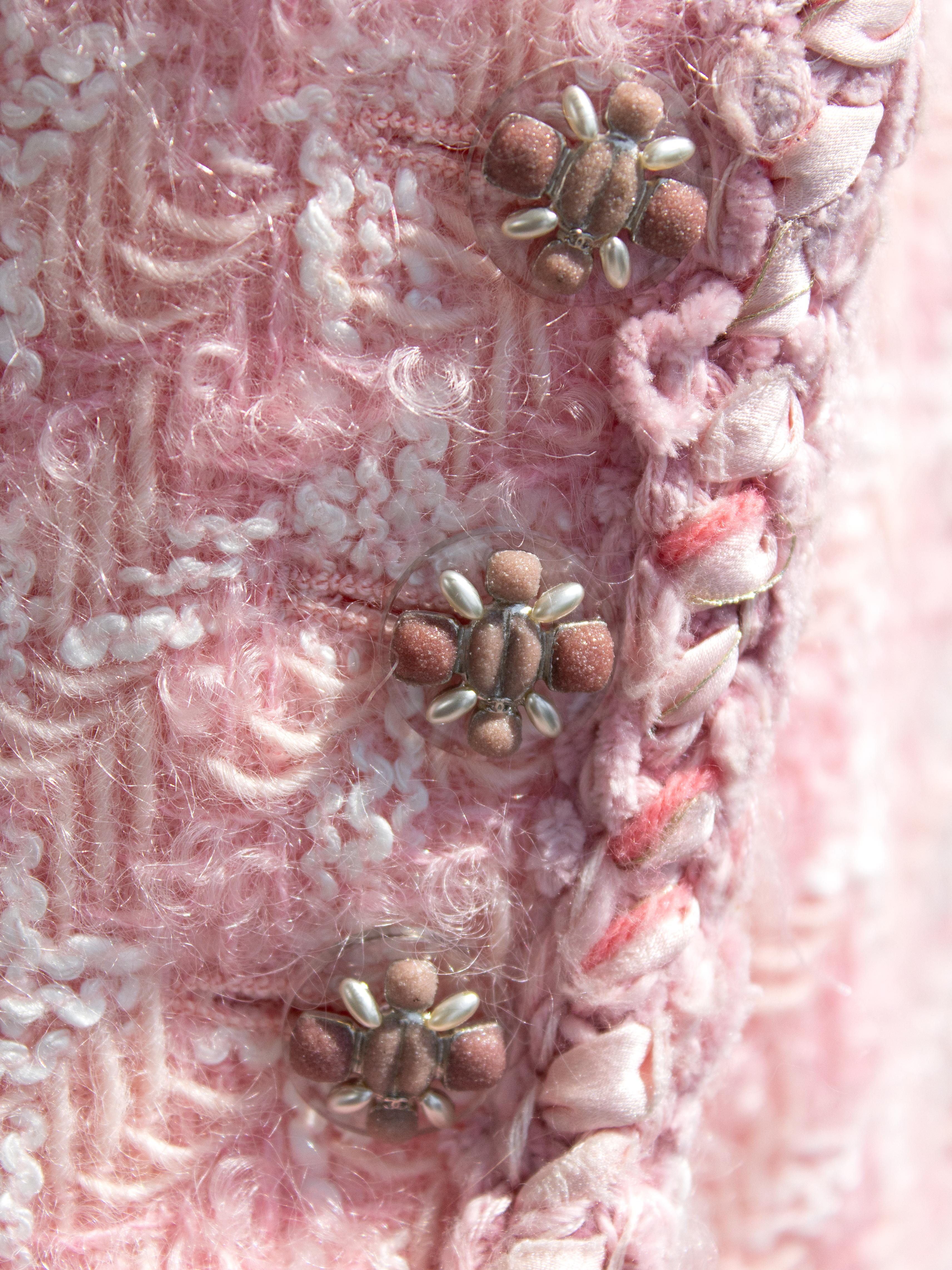 L'iconica giacca Chanel A/I 2014 Supermarket Barbie a quadri rosa 14A Fantasy Tweed in vendita 6