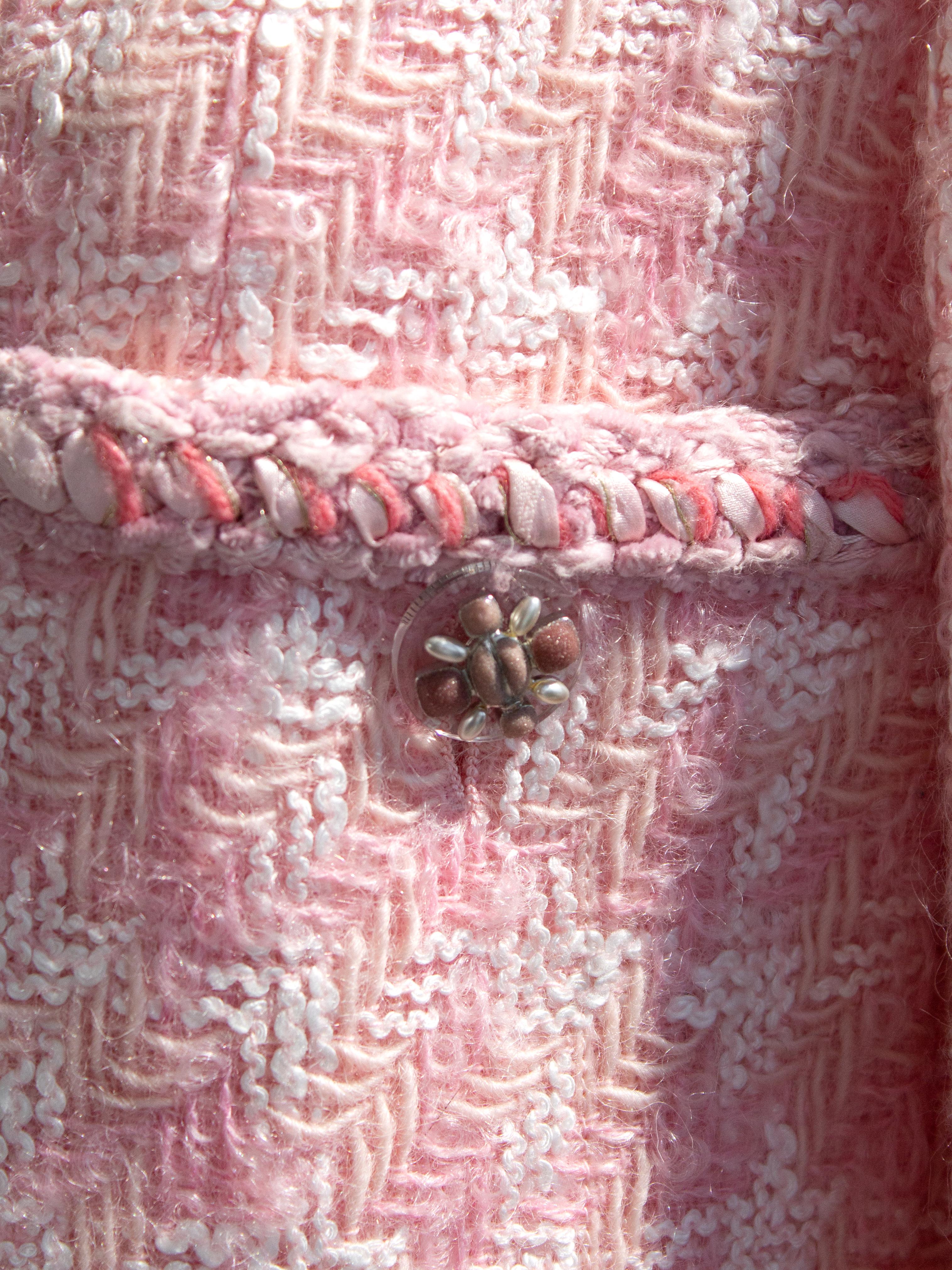 Iconic Chanel F/W 2014 Supermarket Barbie Pink Plaid 14A Fantasy Tweed Jacket 7