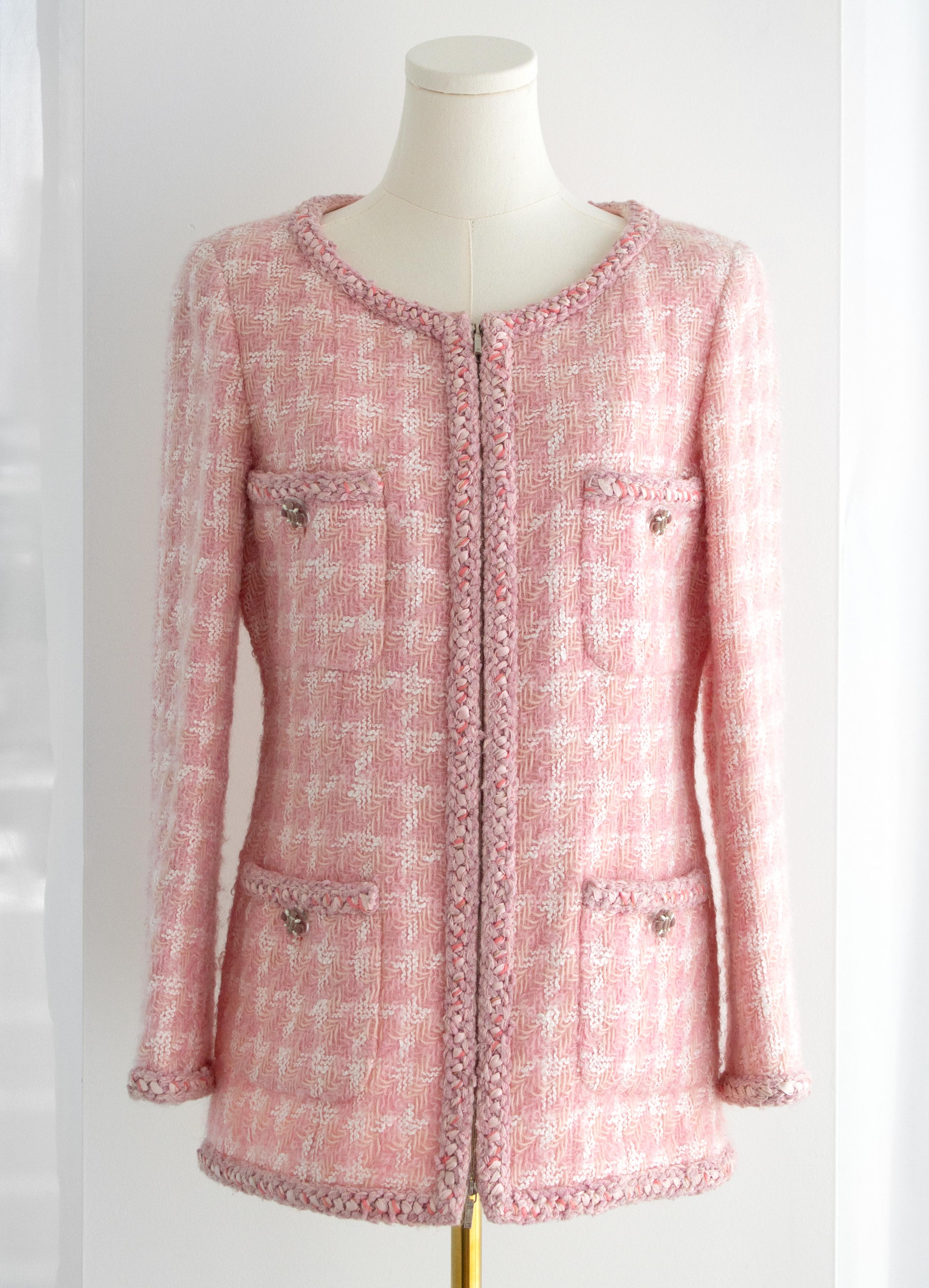 Iconic Chanel F/W 2014 Supermarket Barbie Pink Plaid 14A Fantasy Tweed Jacket 1