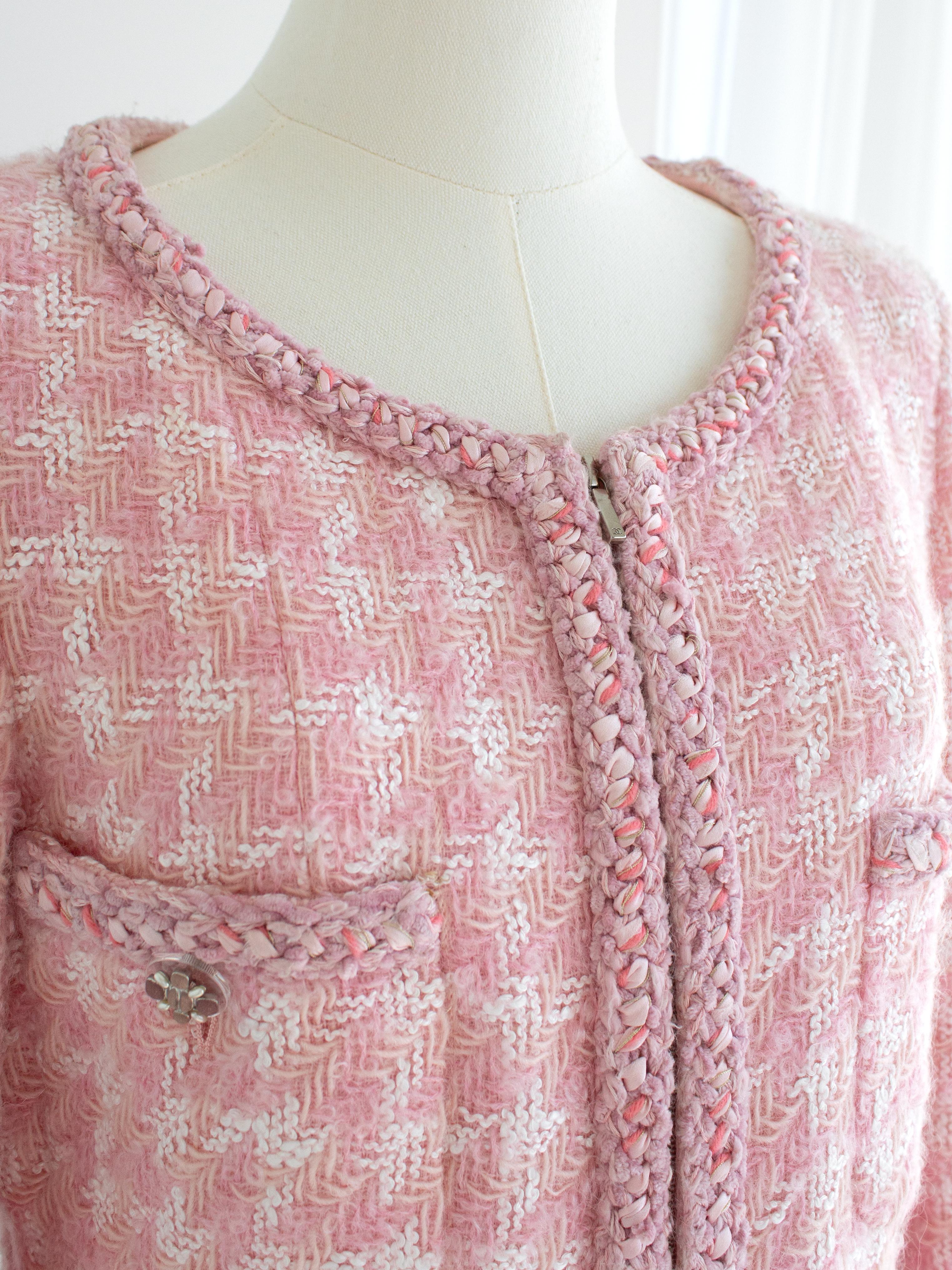Iconic Chanel F/W 2014 Supermarket Barbie Pink Plaid 14A Fantasy Tweed Jacket 2